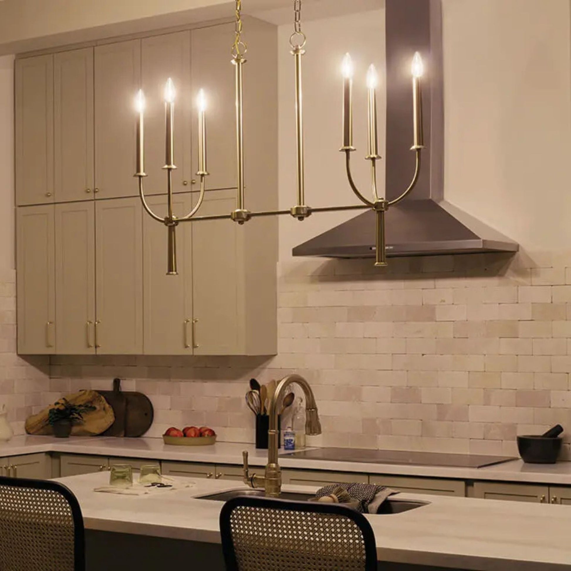 Kichler Lighting - Florence 40" 6-Light Linear Chandelier, Brushed Natural Brass Finish | Bees Lighting