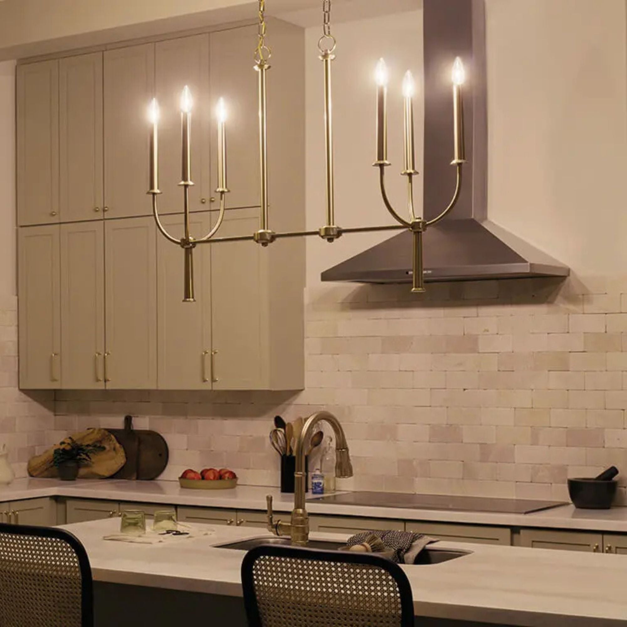 Kichler Lighting - Florence 40" 6-Light Linear Chandelier, Brushed Natural Brass Finish | Bees Lighting