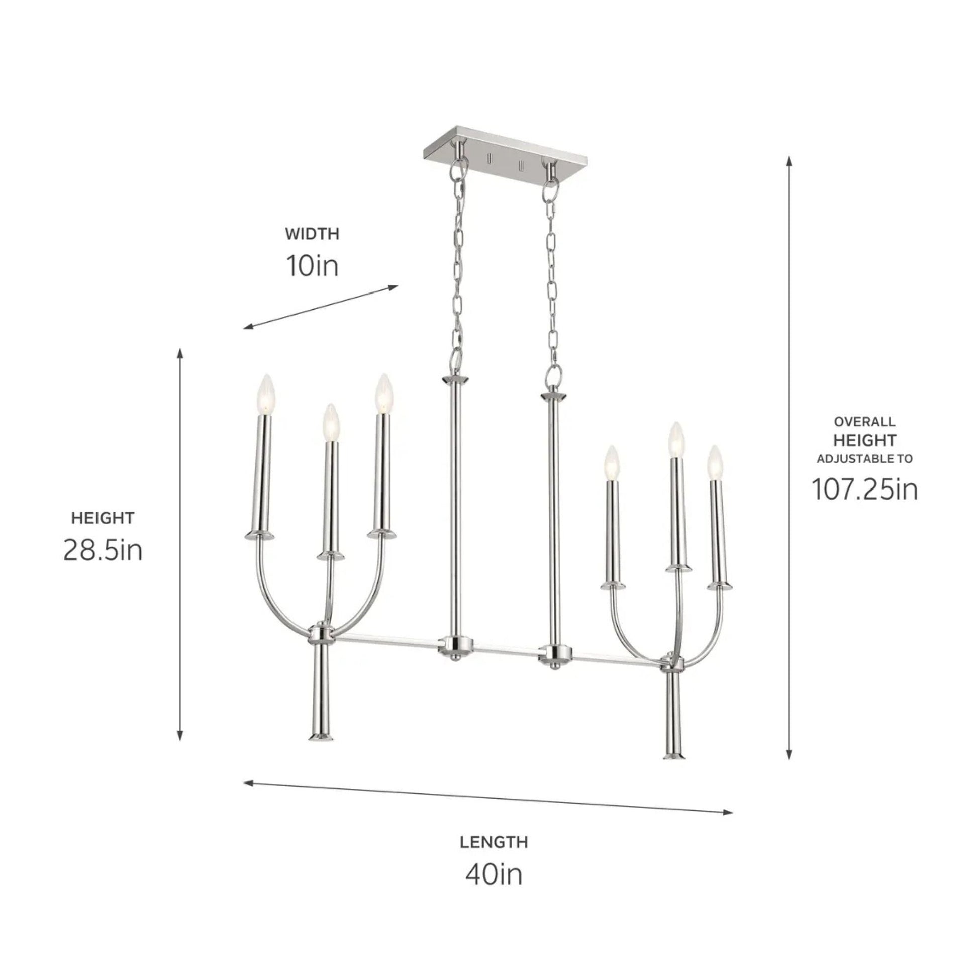 Kichler Lighting - Florence 40" 6-Light Linear Chandelier, Polished Nickel Finish | Bees Lighting