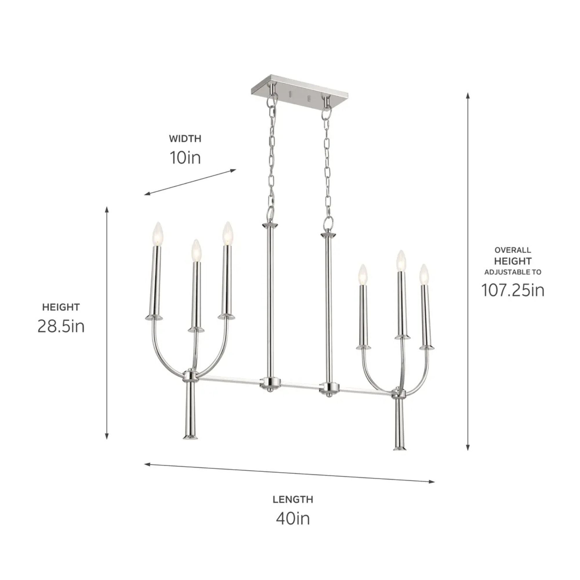 Kichler Lighting - Florence 40" 6-Light Linear Chandelier, Polished Nickel Finish | Bees Lighting