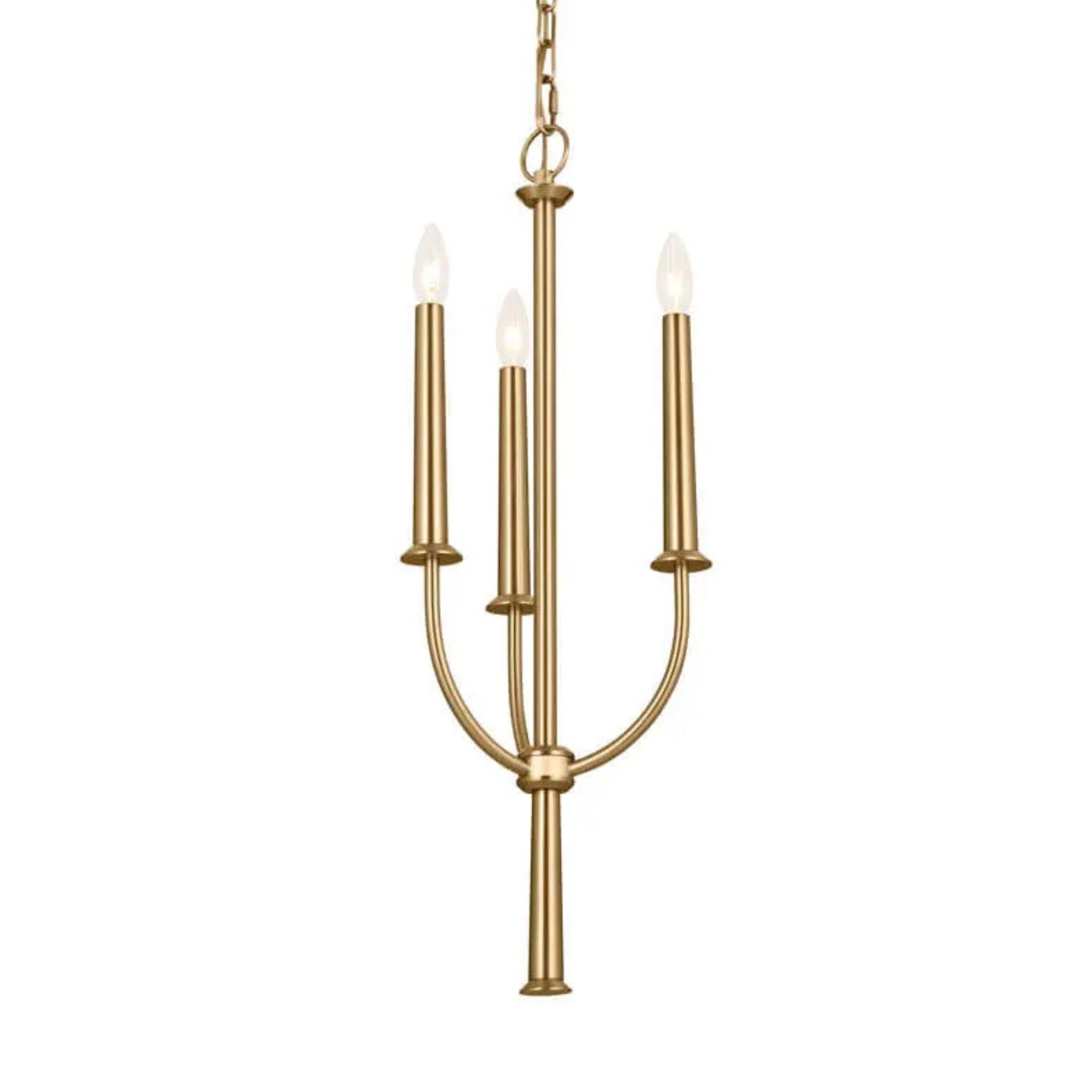 Florence 11" 3-Light Mini Chandelier, Brushed Natural Brass Finish