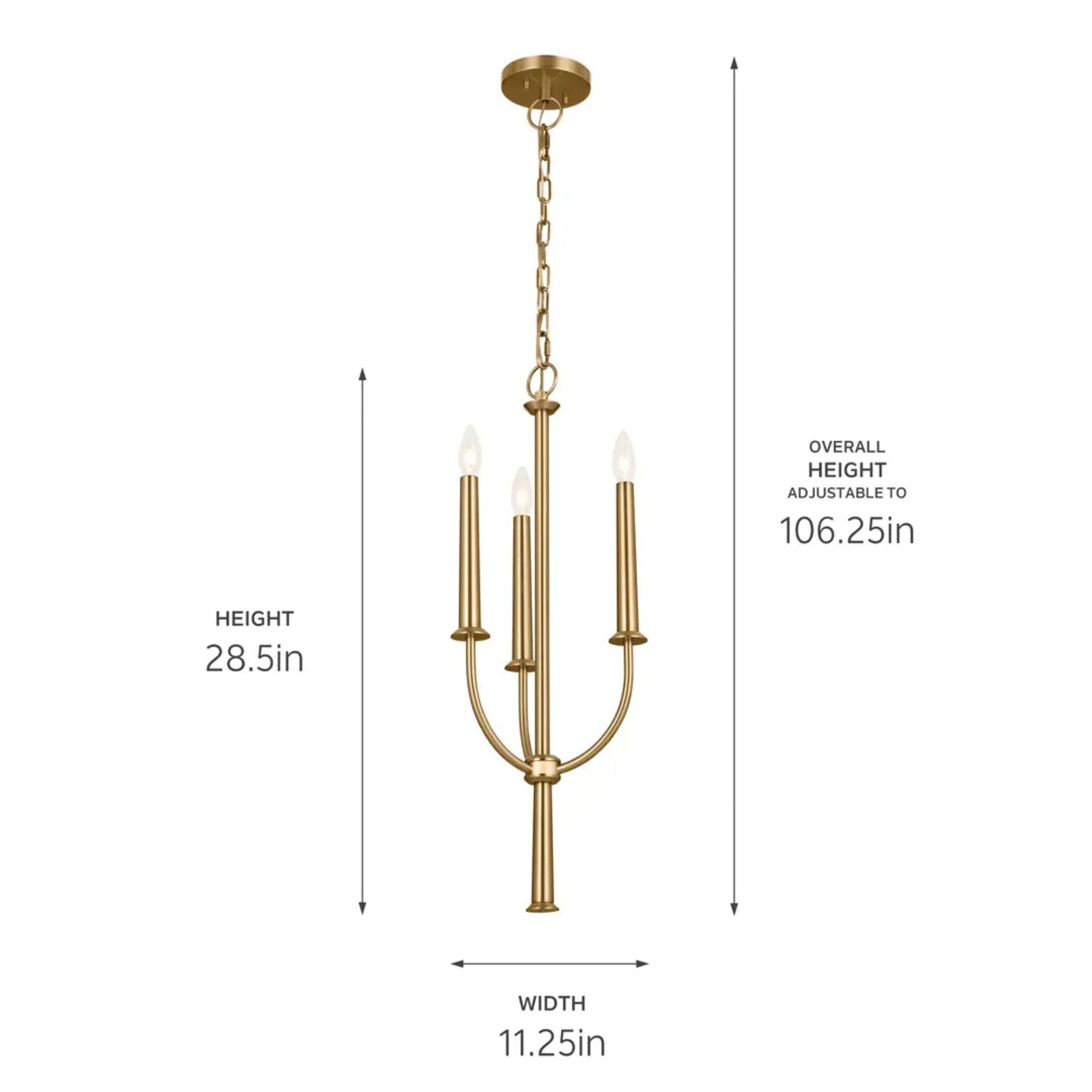 Kichler Lighting - Florence 11" 3-Light Mini Chandelier, Brushed Natural Brass Finish | Bees Lighting
