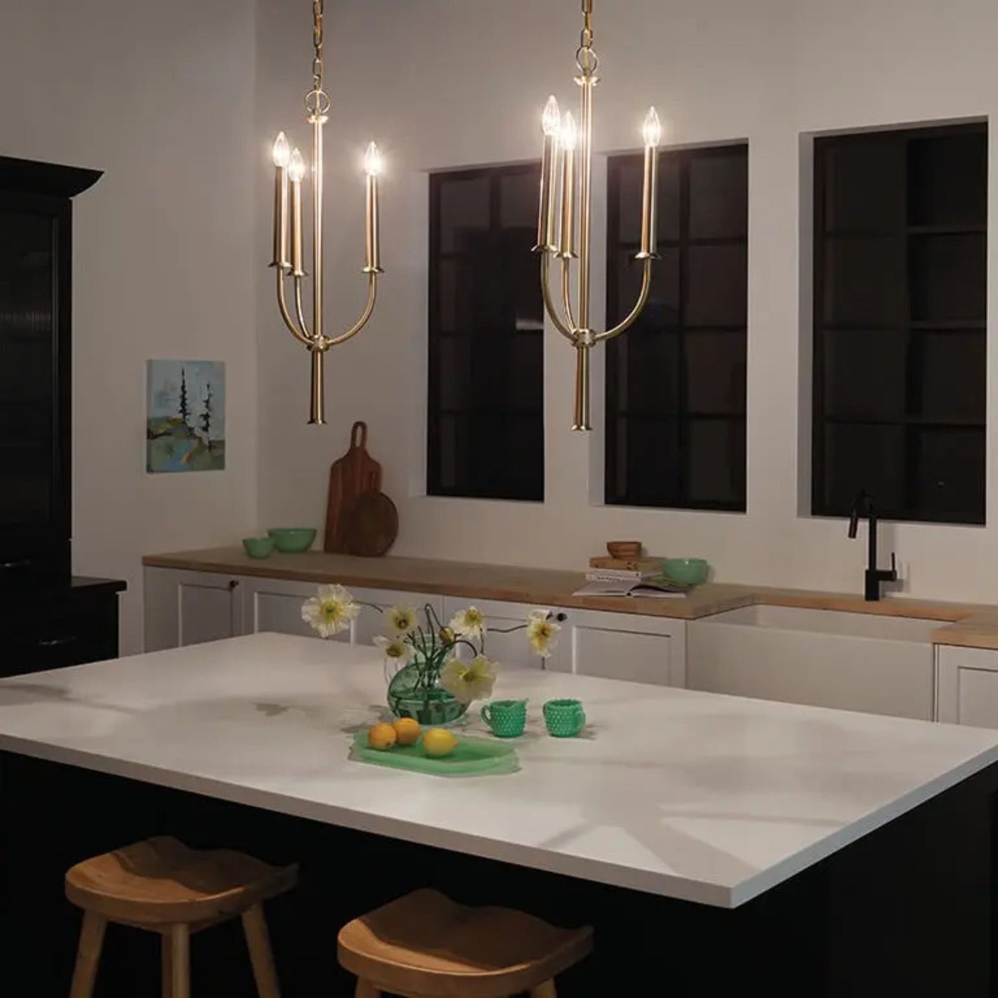 Kichler Lighting - Florence 11" 3-Light Mini Chandelier, Brushed Natural Brass Finish | Bees Lighting