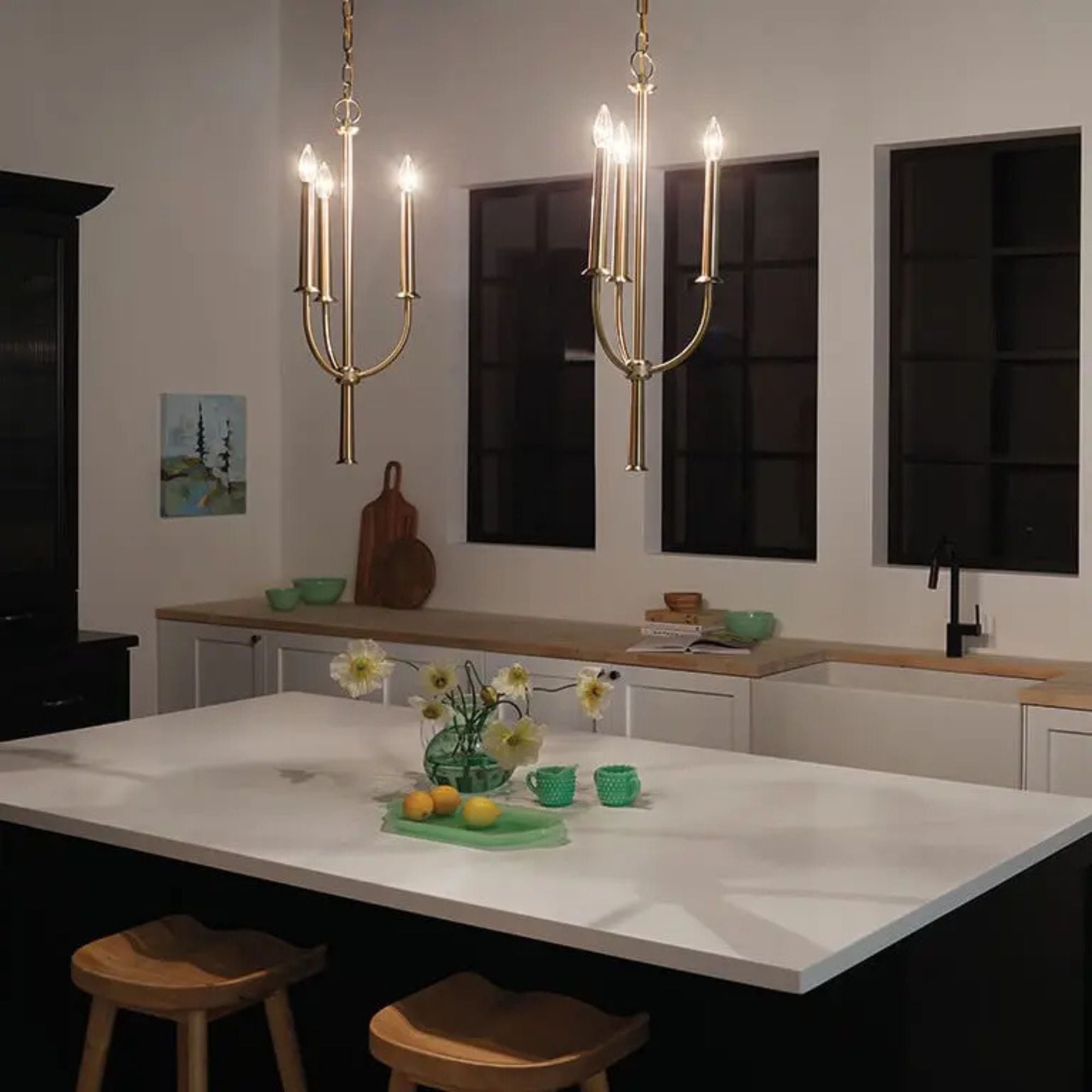 Kichler Lighting - Florence 11" 3-Light Mini Chandelier, Brushed Natural Brass Finish | Bees Lighting