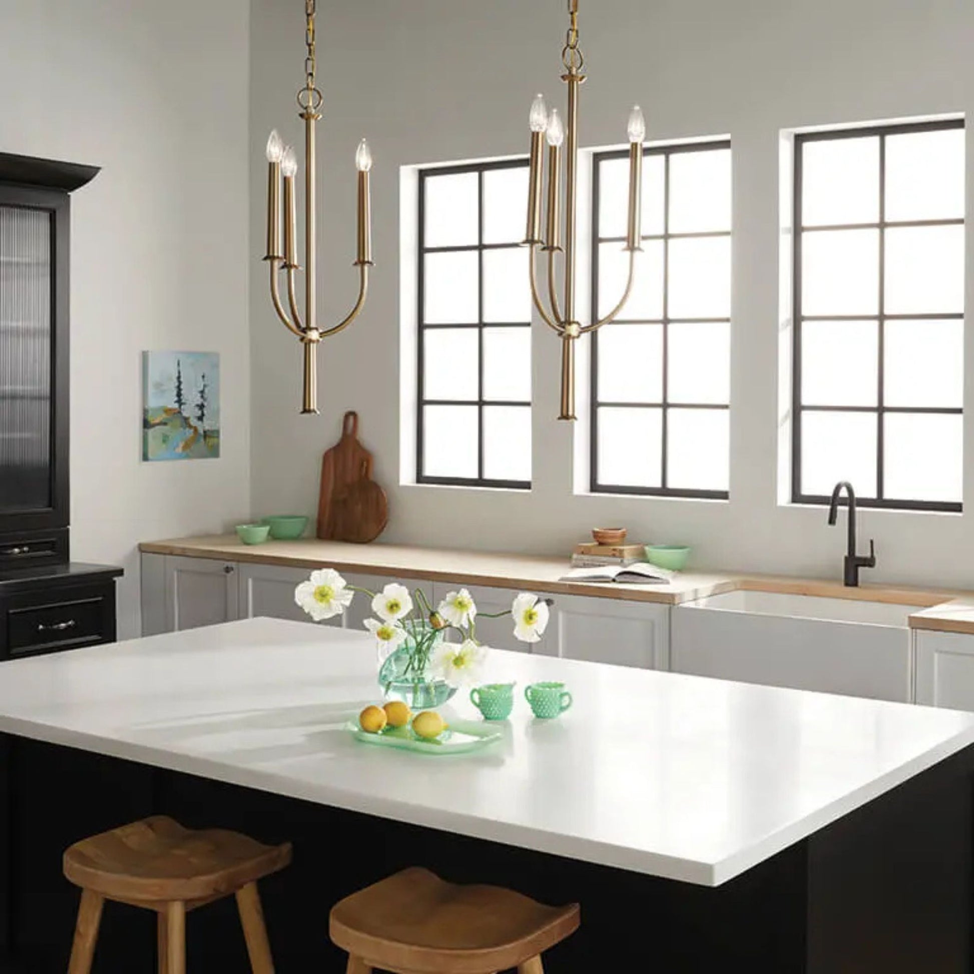 Kichler Lighting - Florence 11" 3-Light Mini Chandelier, Brushed Natural Brass Finish | Bees Lighting