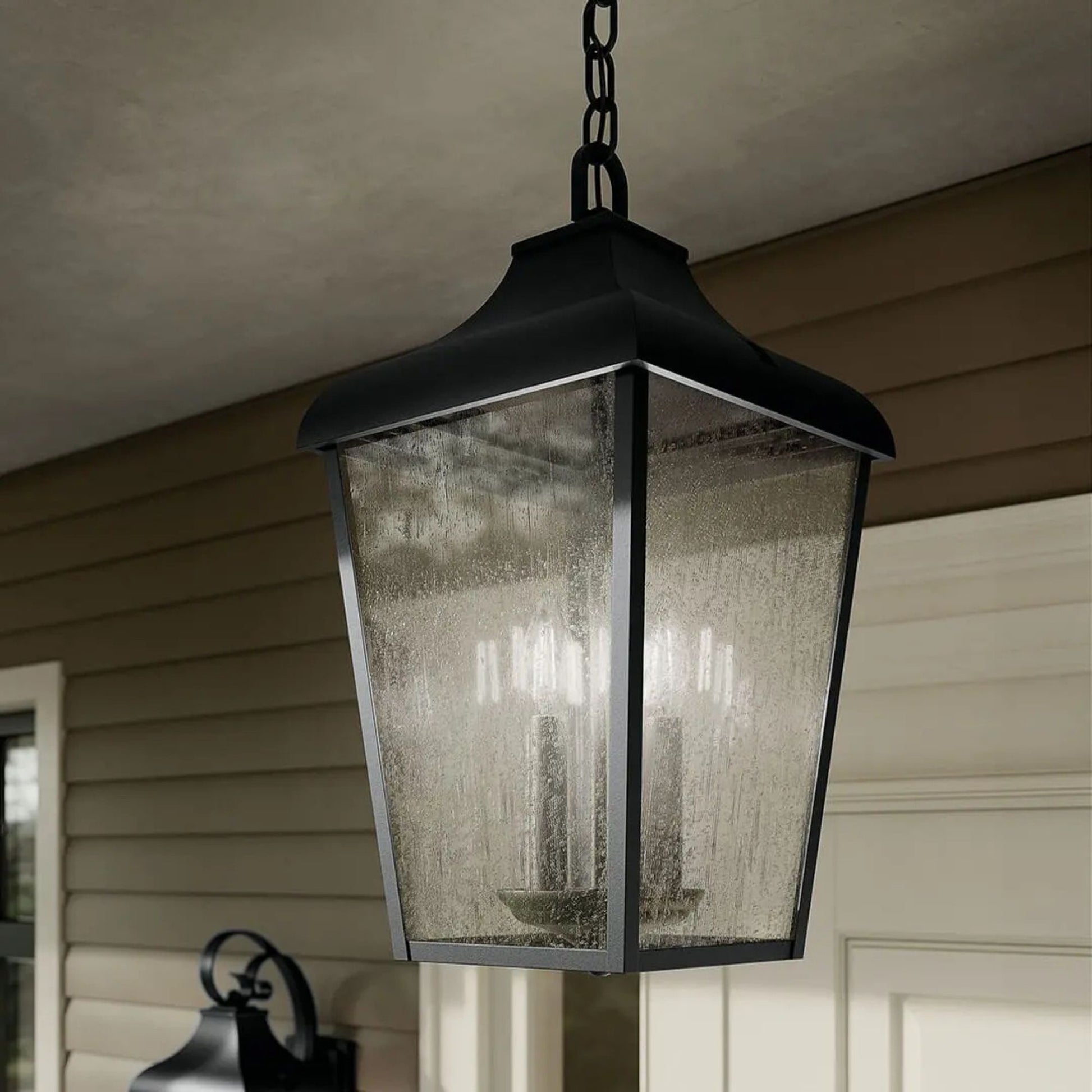 Kichler Lighting - Forestdale 20" 4-Light Outdoor Pendant, Textured Black Finish | Bees Lighting