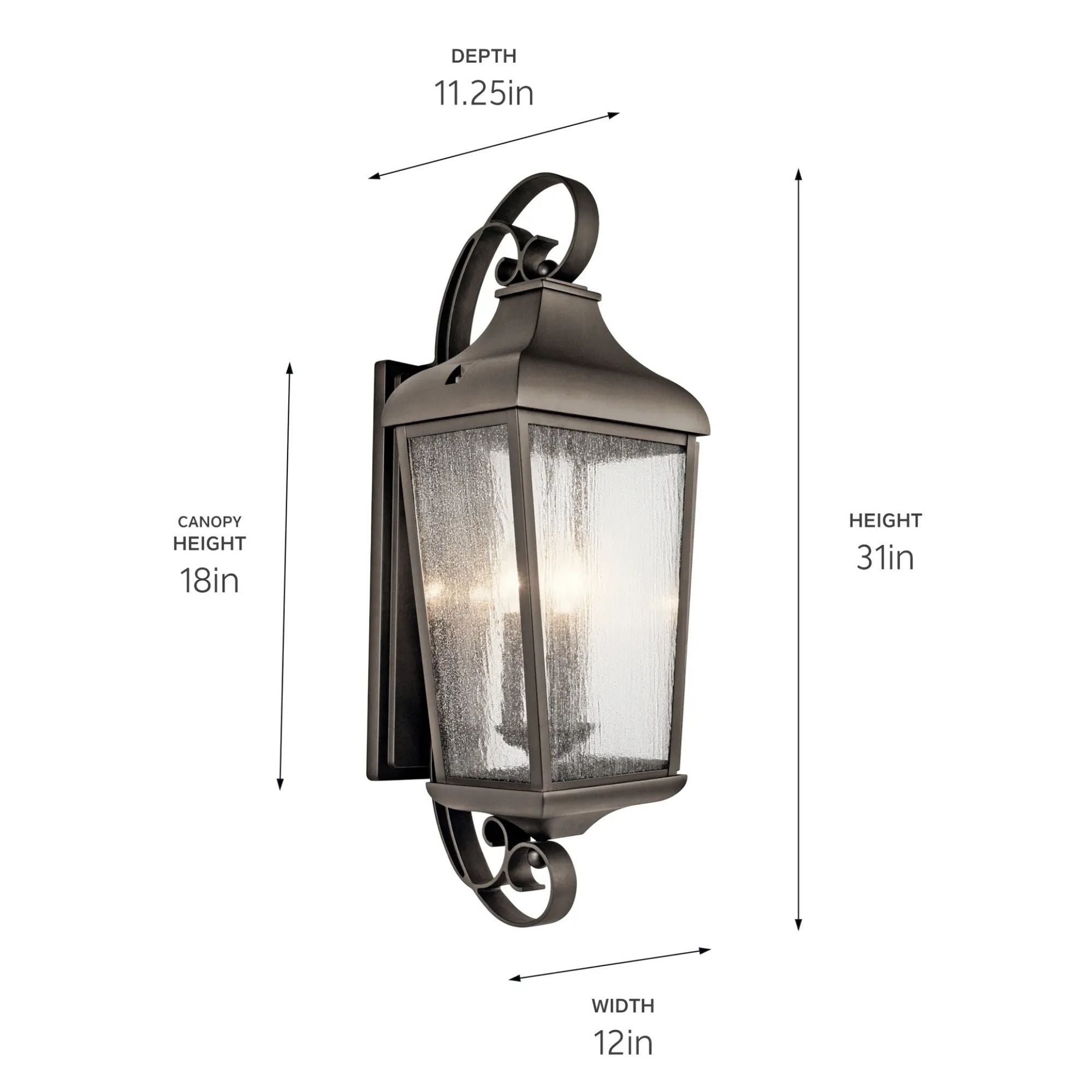 Kichler Lighting - Forestdale 31" 3-Light Outdoor Wall Light, Olde Bronze Finish | Bees Lighting