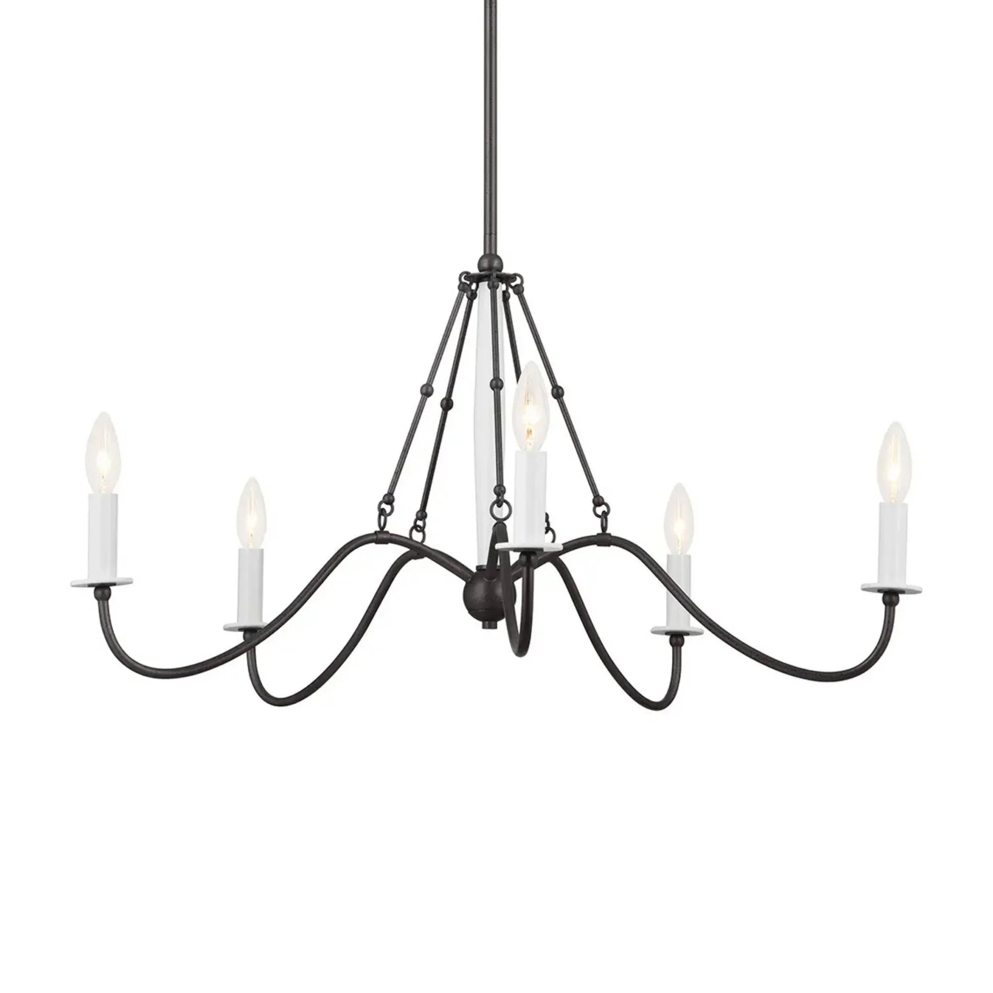 Kichler Freesia 31.25 in. 5-Light Chandelier, Anvil Iron with White Accents