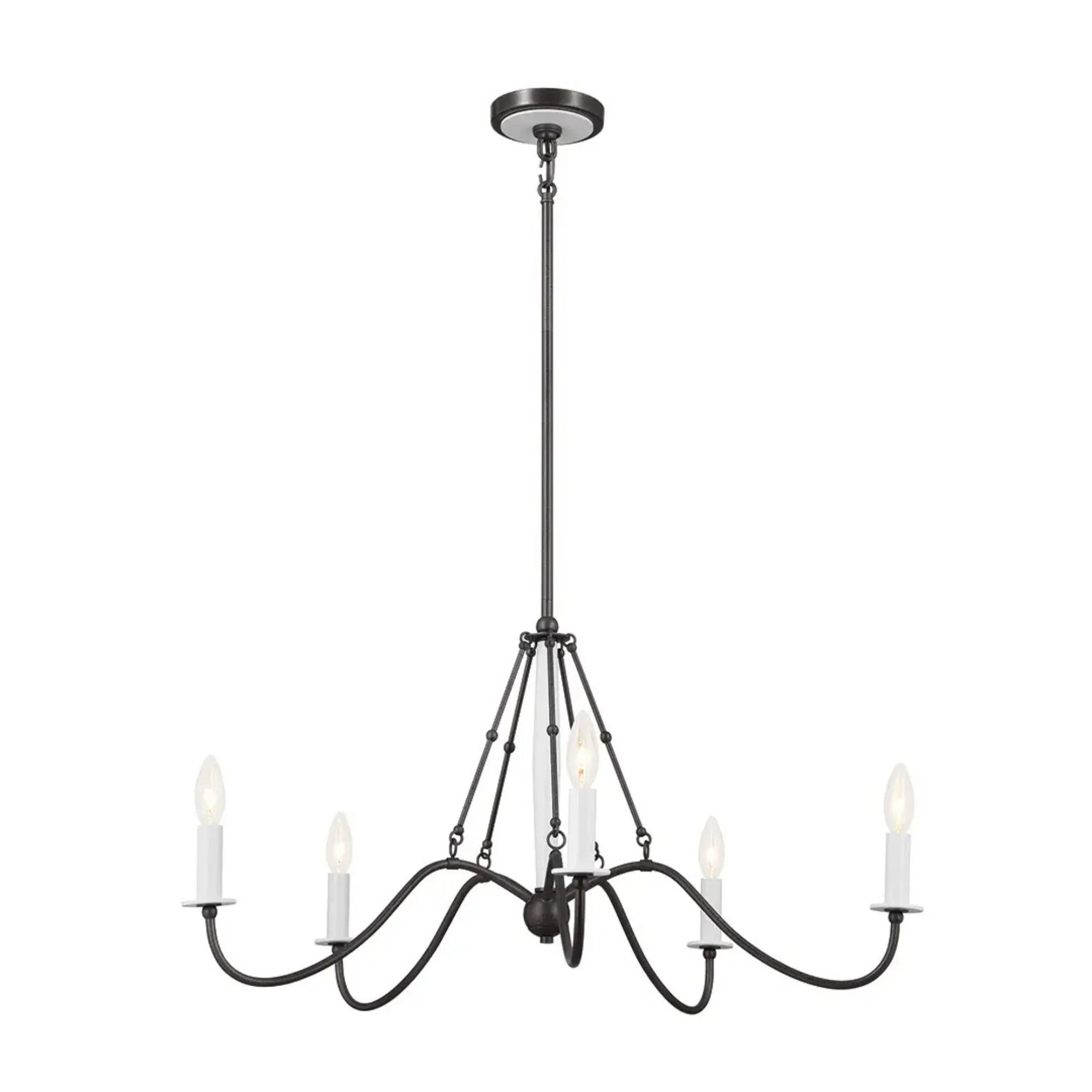 Kichler Freesia 31.25 in. 5-Light Chandelier, Anvil Iron with White Accents