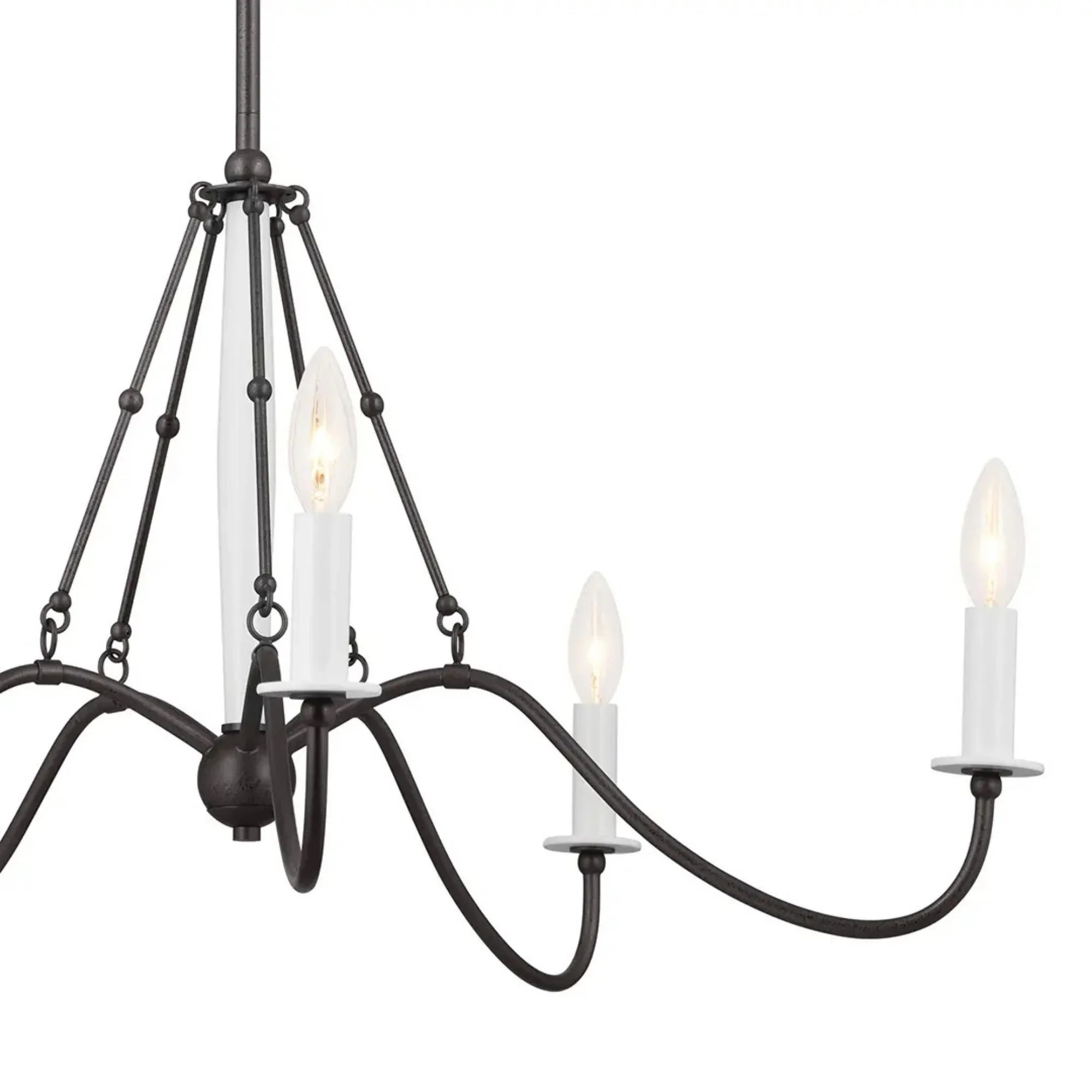 Kichler Freesia 31.25 in. 5-Light Chandelier, Anvil Iron with White Accents