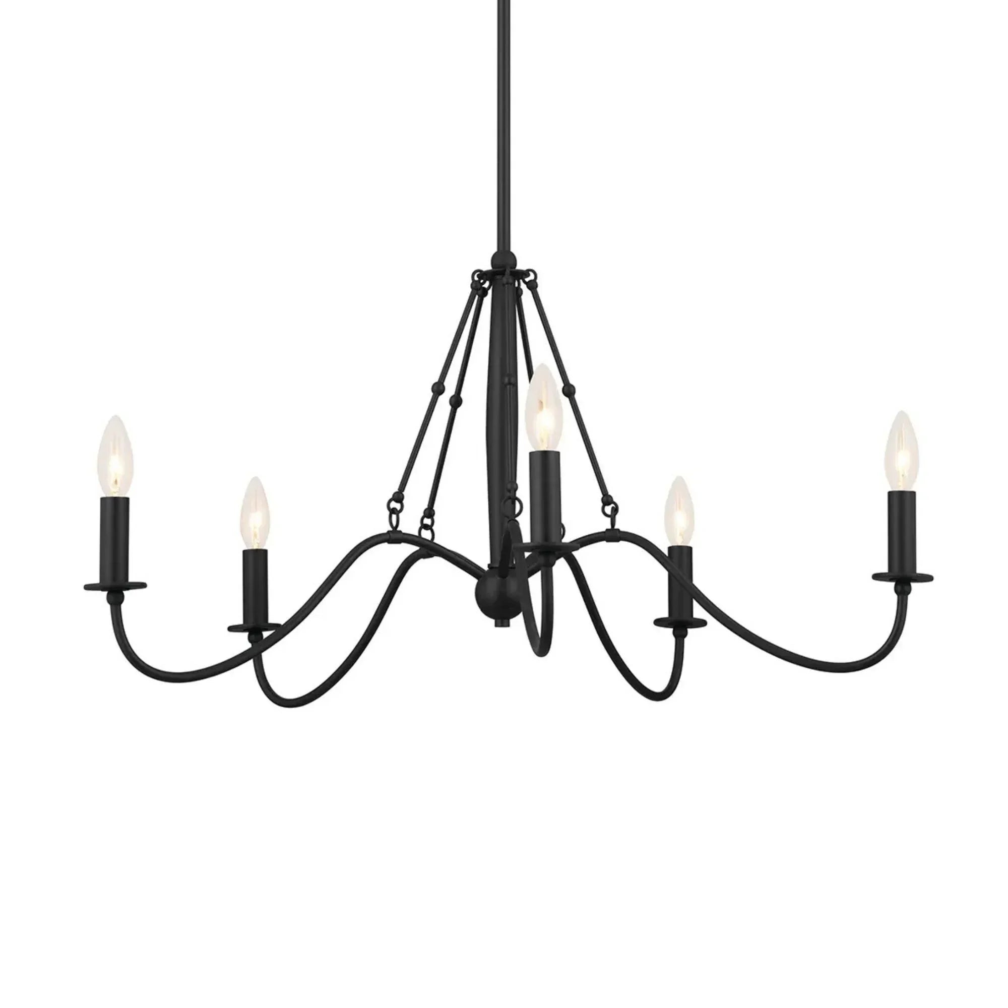 Freesia 31" 5-Light Chandelier, Textured Black Finish