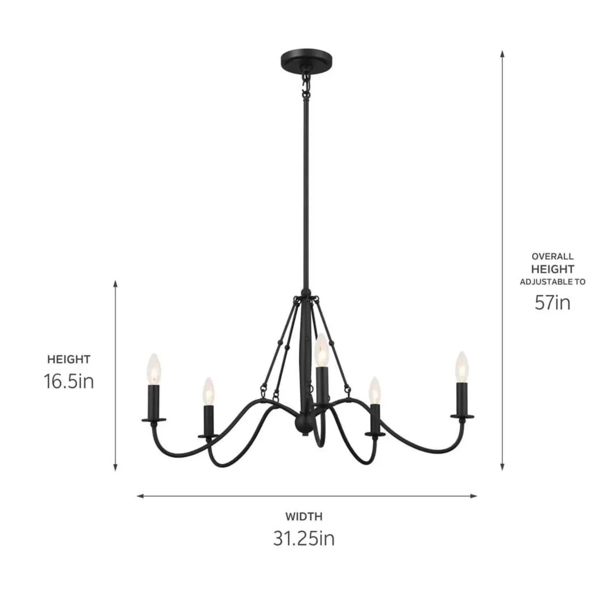 Freesia 31" 5-Light Chandelier, Textured Black Finish