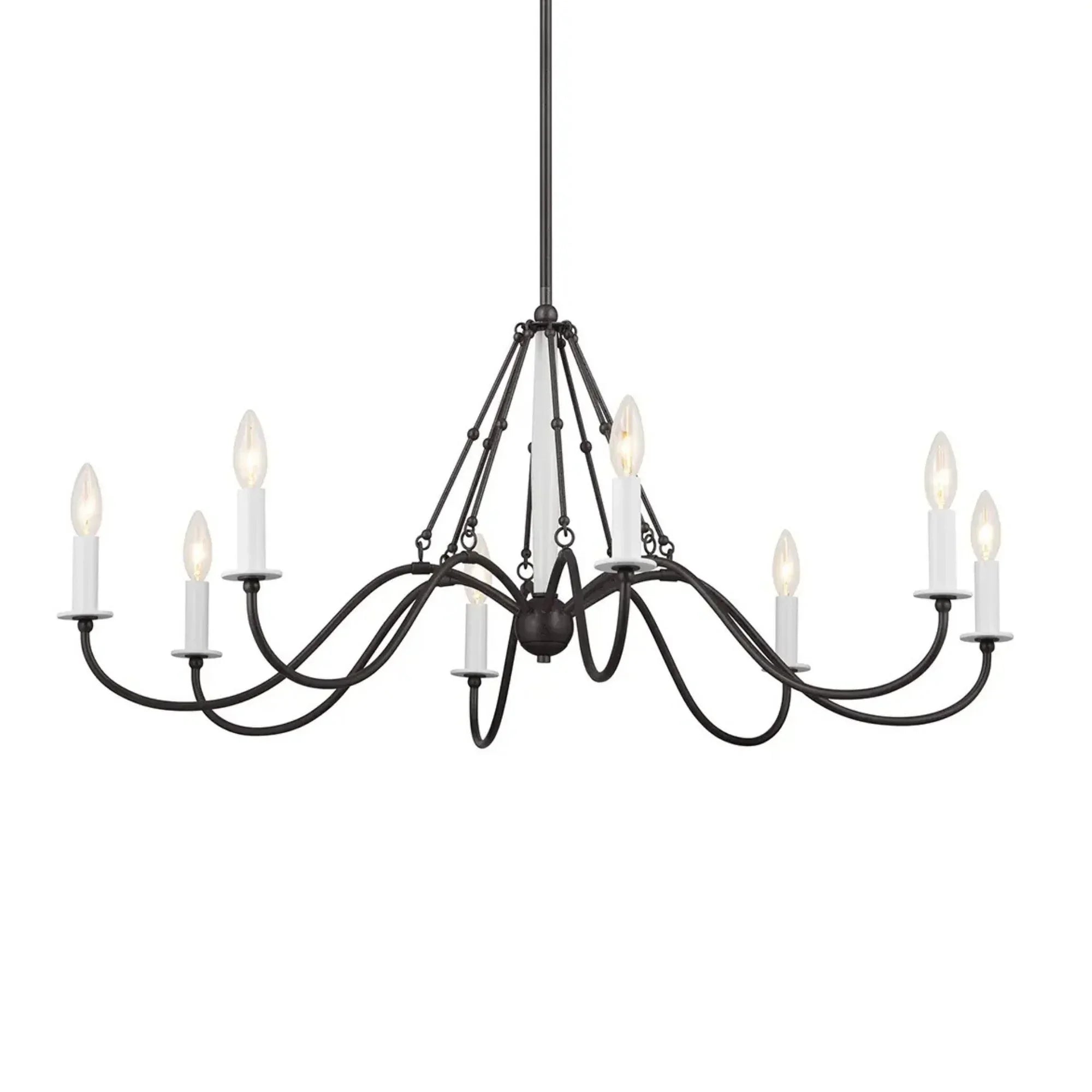 Kichler Freesia 38 in. 8-Light Chandelier, Anvil Iron with White Accents
