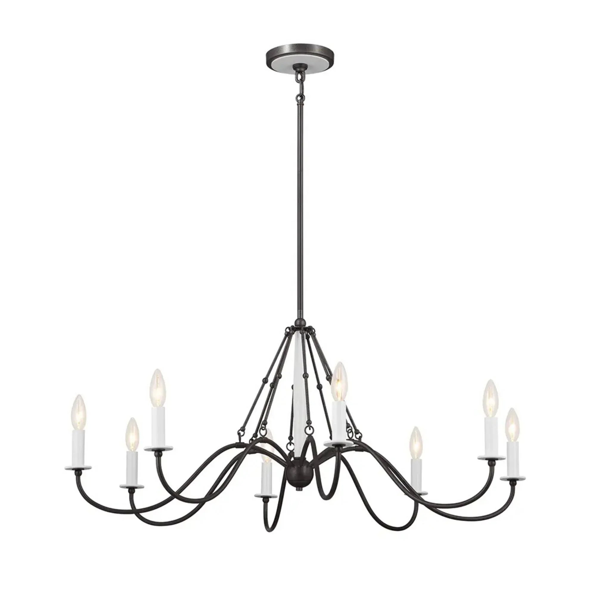 Kichler Freesia 38 in. 8-Light Chandelier, Anvil Iron with White Accents