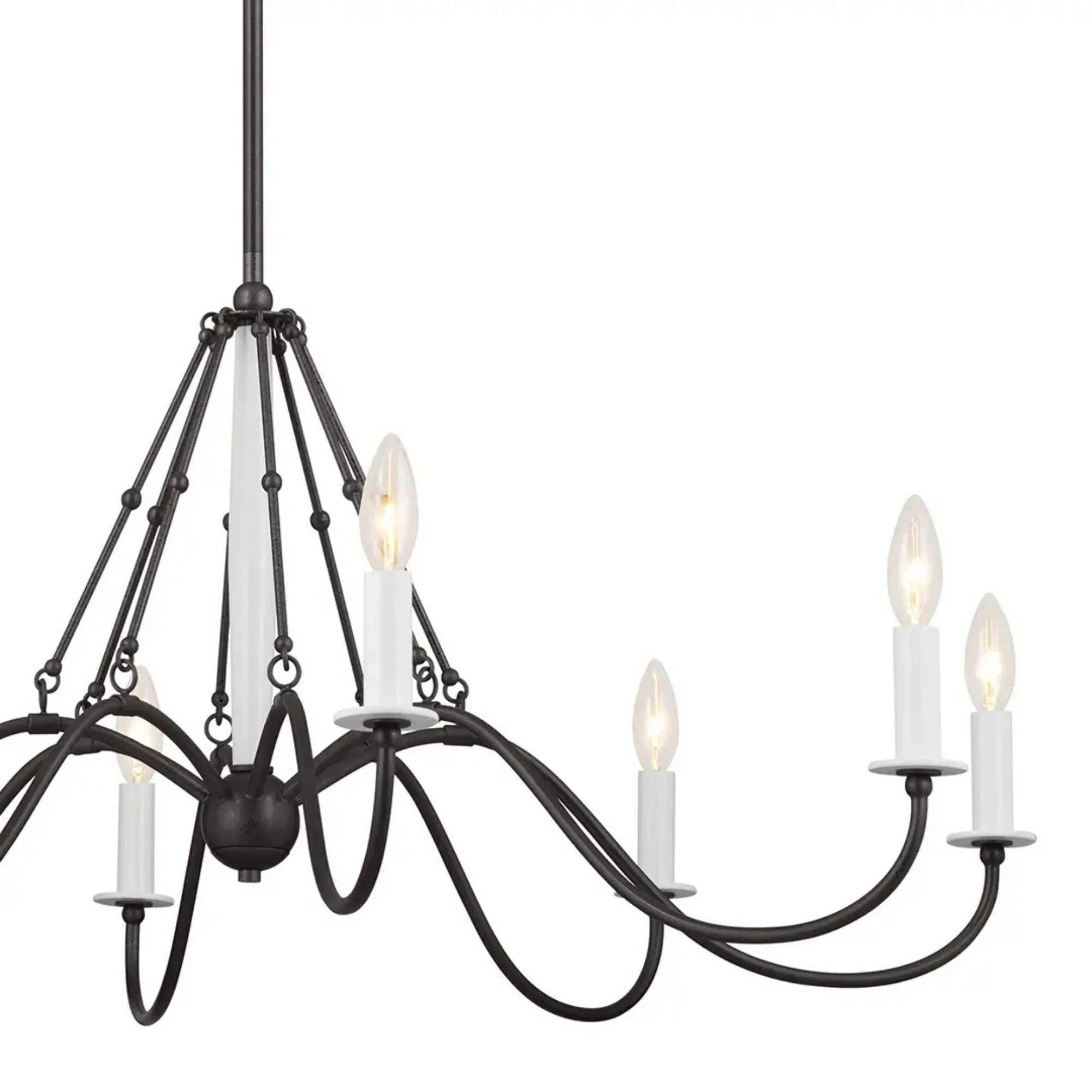 Kichler Freesia 38 in. 8-Light Chandelier, Anvil Iron with White Accents