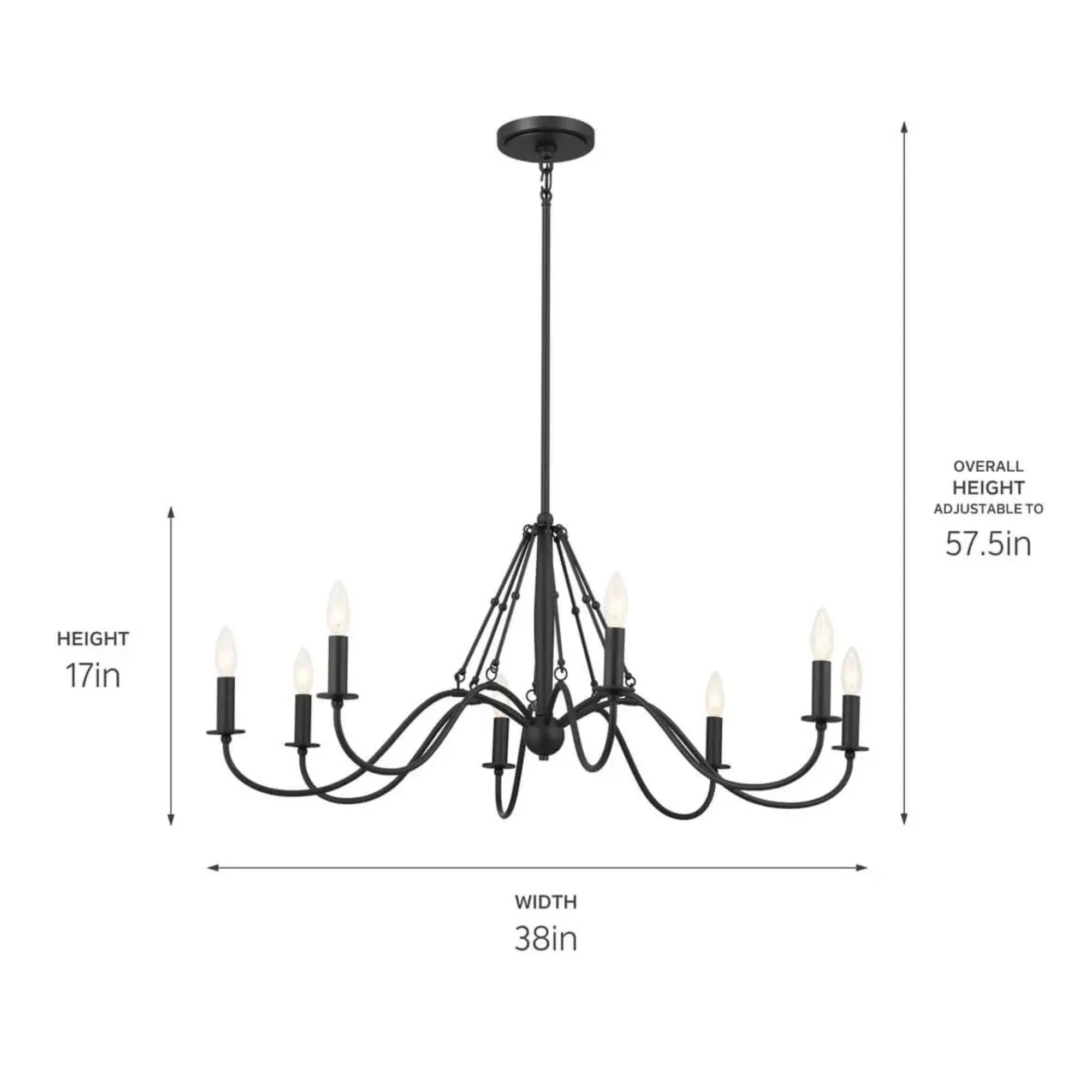 Kichler Freesia 38 in. 8-Light Chandelier, Textured Black