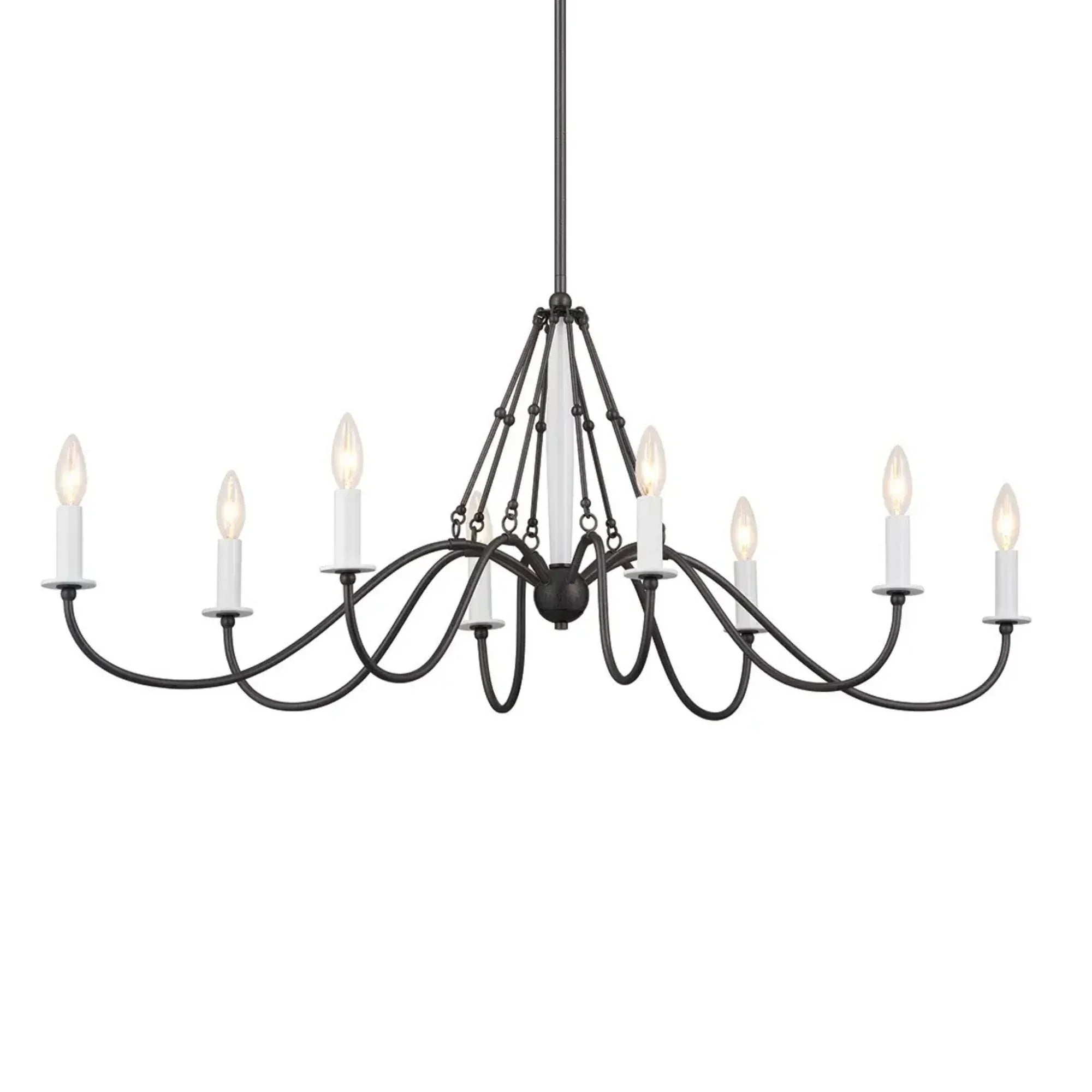 Kichler Freesia 20 in. 8-Light Chandelier, Anvil Iron with White Accents