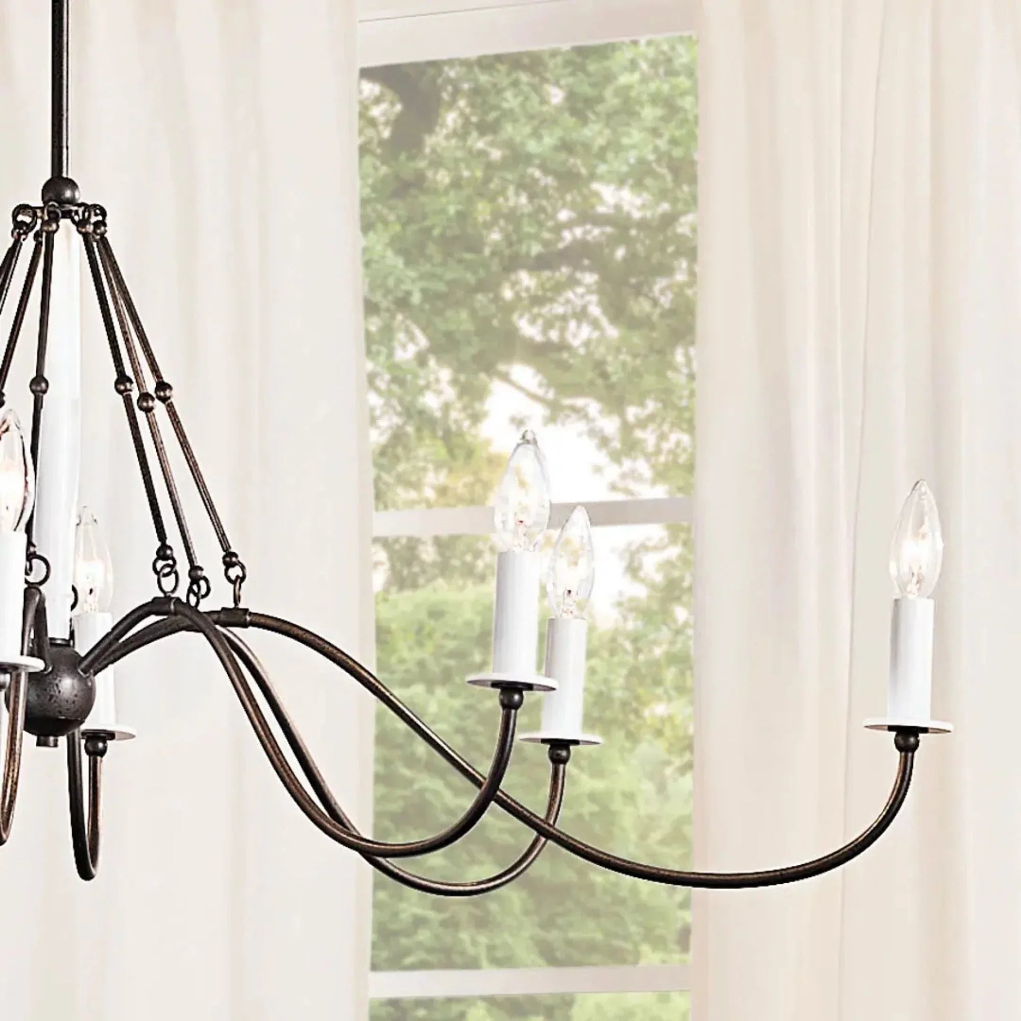 Kichler Freesia 20 in. 8-Light Chandelier, Anvil Iron with White Accents