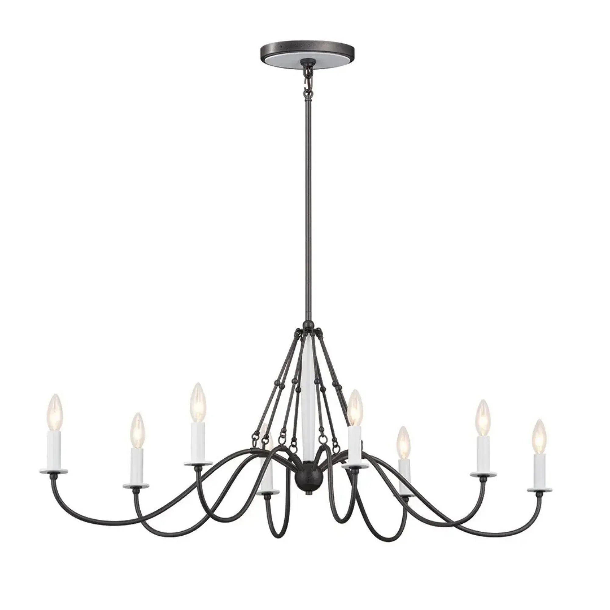 Kichler Freesia 20 in. 8-Light Chandelier, Anvil Iron with White Accents