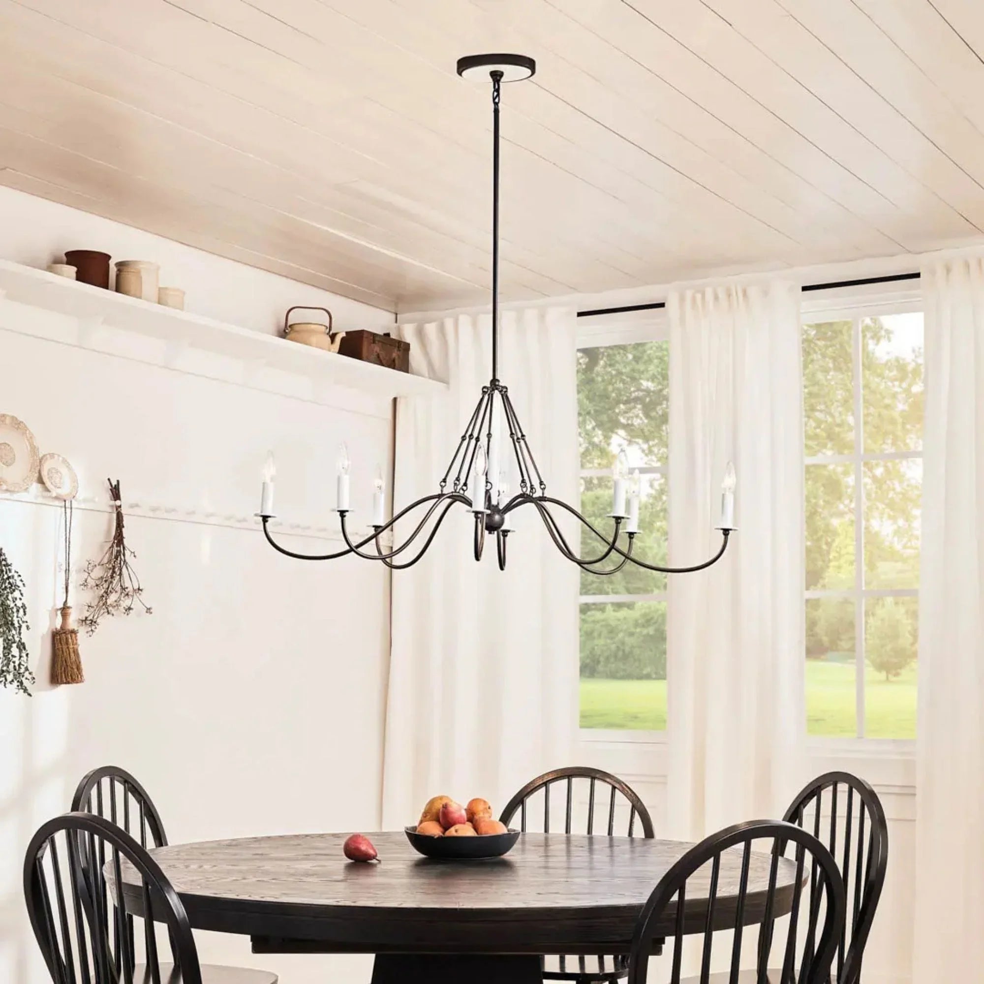 Kichler Freesia 20 in. 8-Light Chandelier, Anvil Iron with White Accents