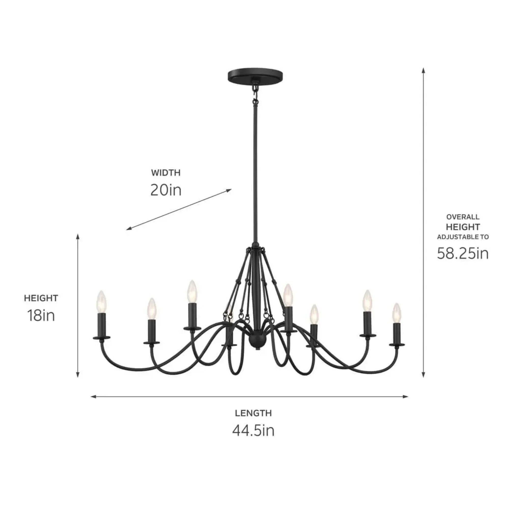 Kichler Freesia 44.5 in. 8-Light Oval Chandelier, Textured Black