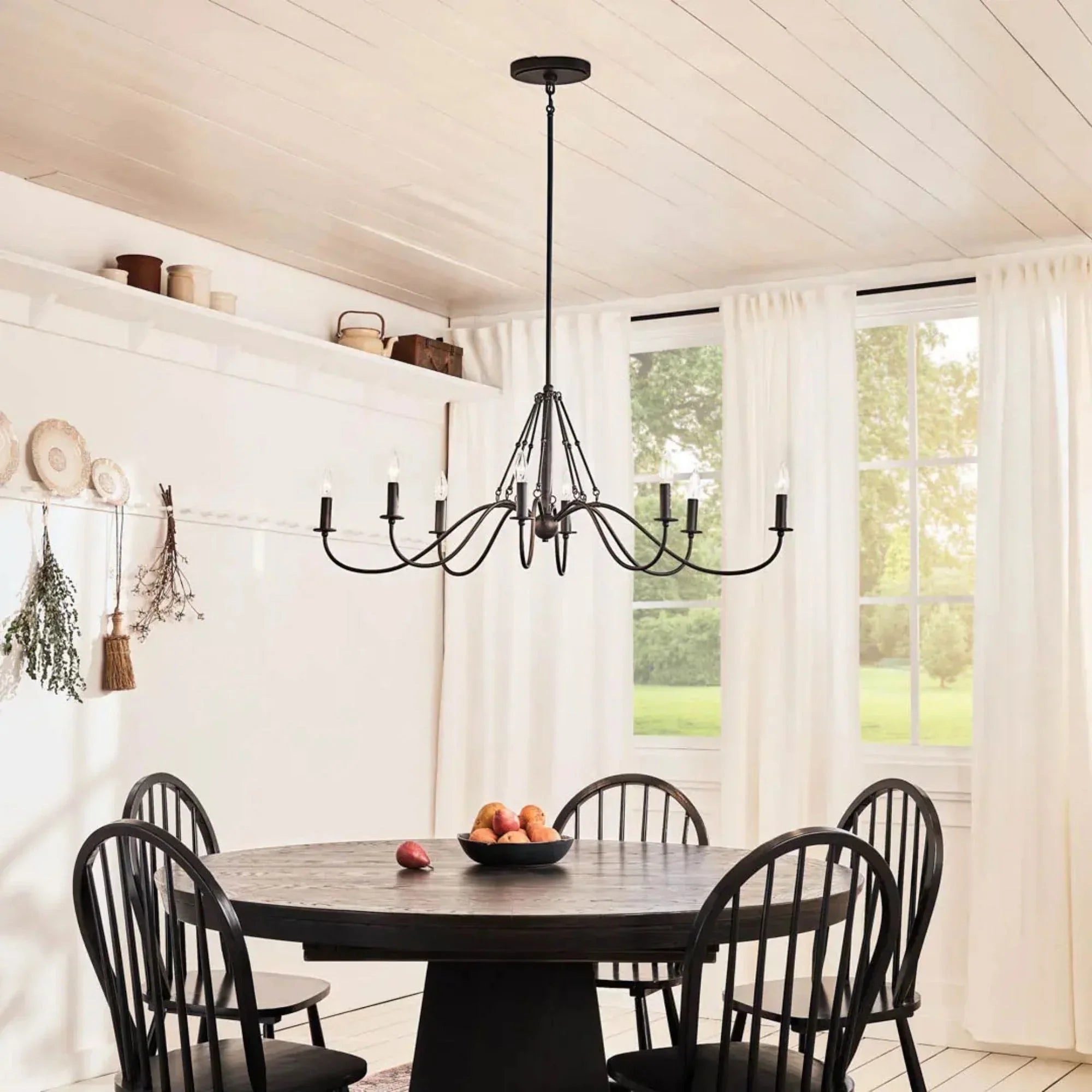 Kichler Freesia 44.5 in. 8-Light Oval Chandelier, Textured Black