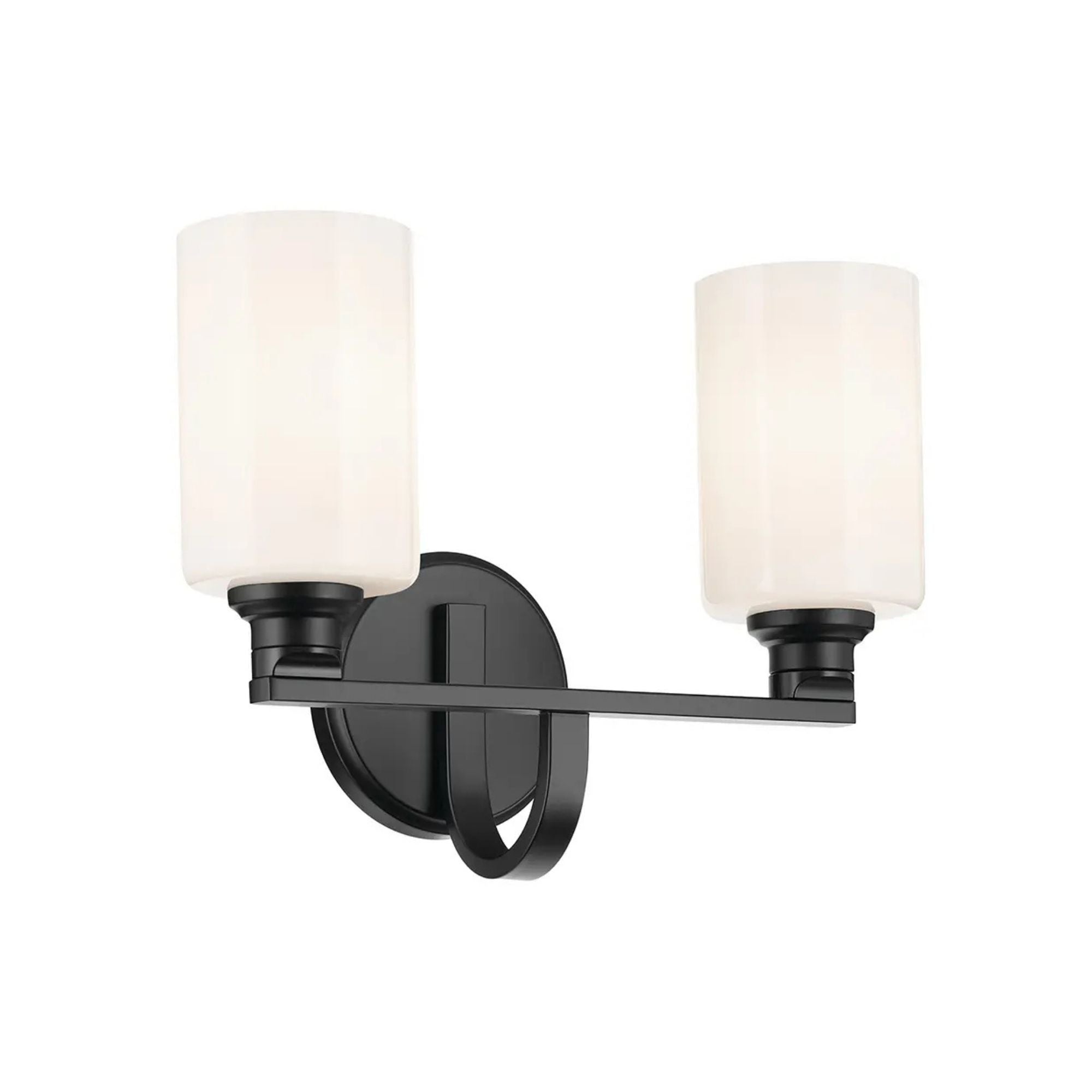 Gioe 14" 2-Light Bath Vanity Light, Black Finish Etched Glass
