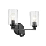 Kichler Lighting - Gioe 14" 2-Light Bath Vanity Light, Black Finish Fluted Glass | Bees Lighting