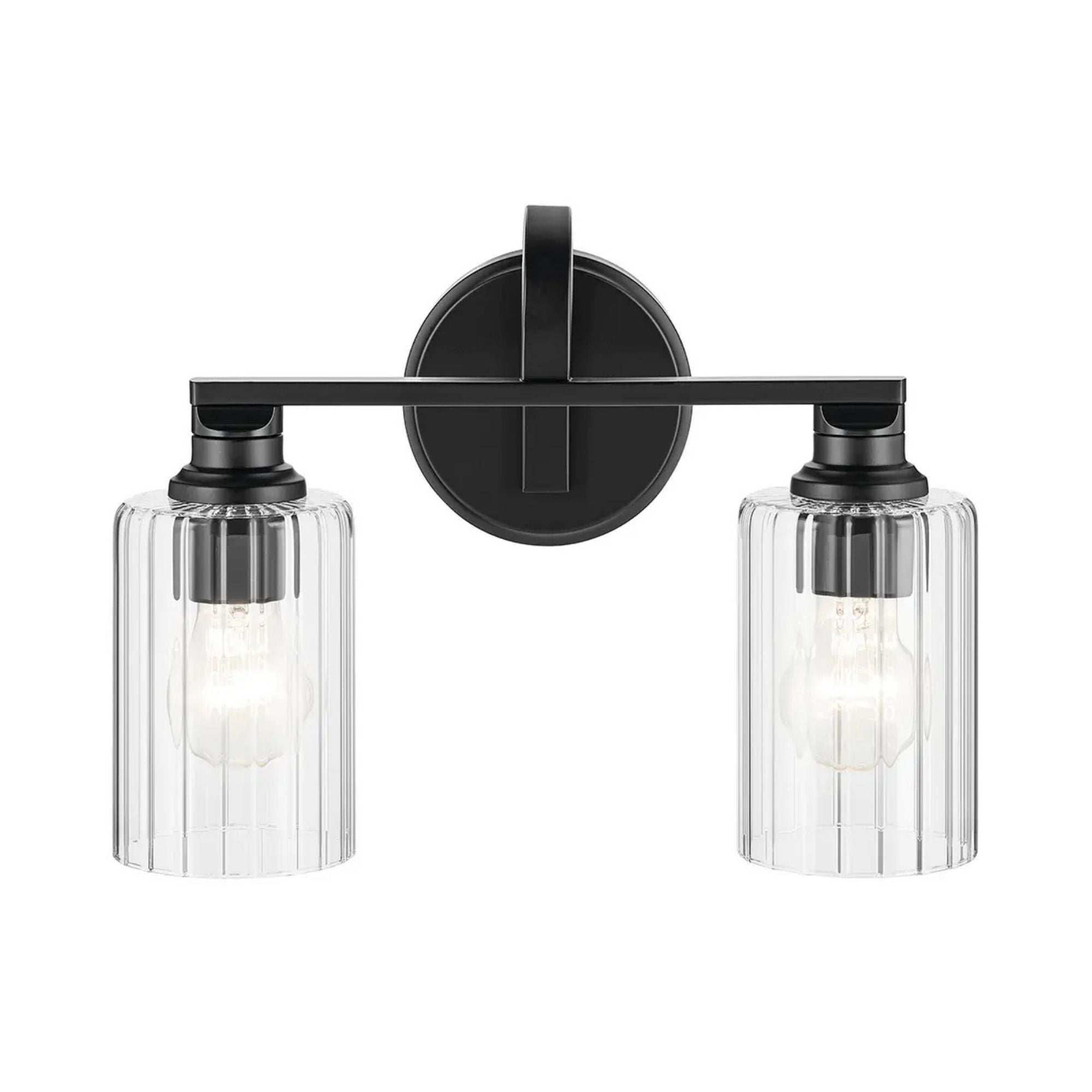 Kichler Lighting - Gioe 14" 2-Light Bath Vanity Light, Black Finish Fluted Glass | Bees Lighting