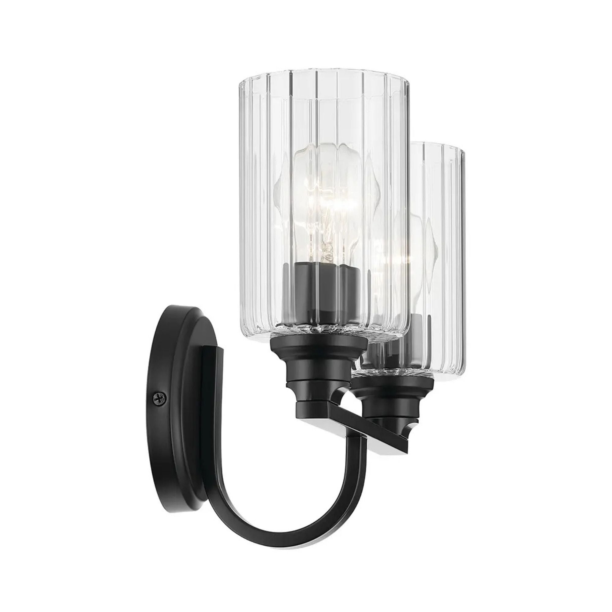Kichler Lighting - Gioe 14" 2-Light Bath Vanity Light, Black Finish Fluted Glass | Bees Lighting