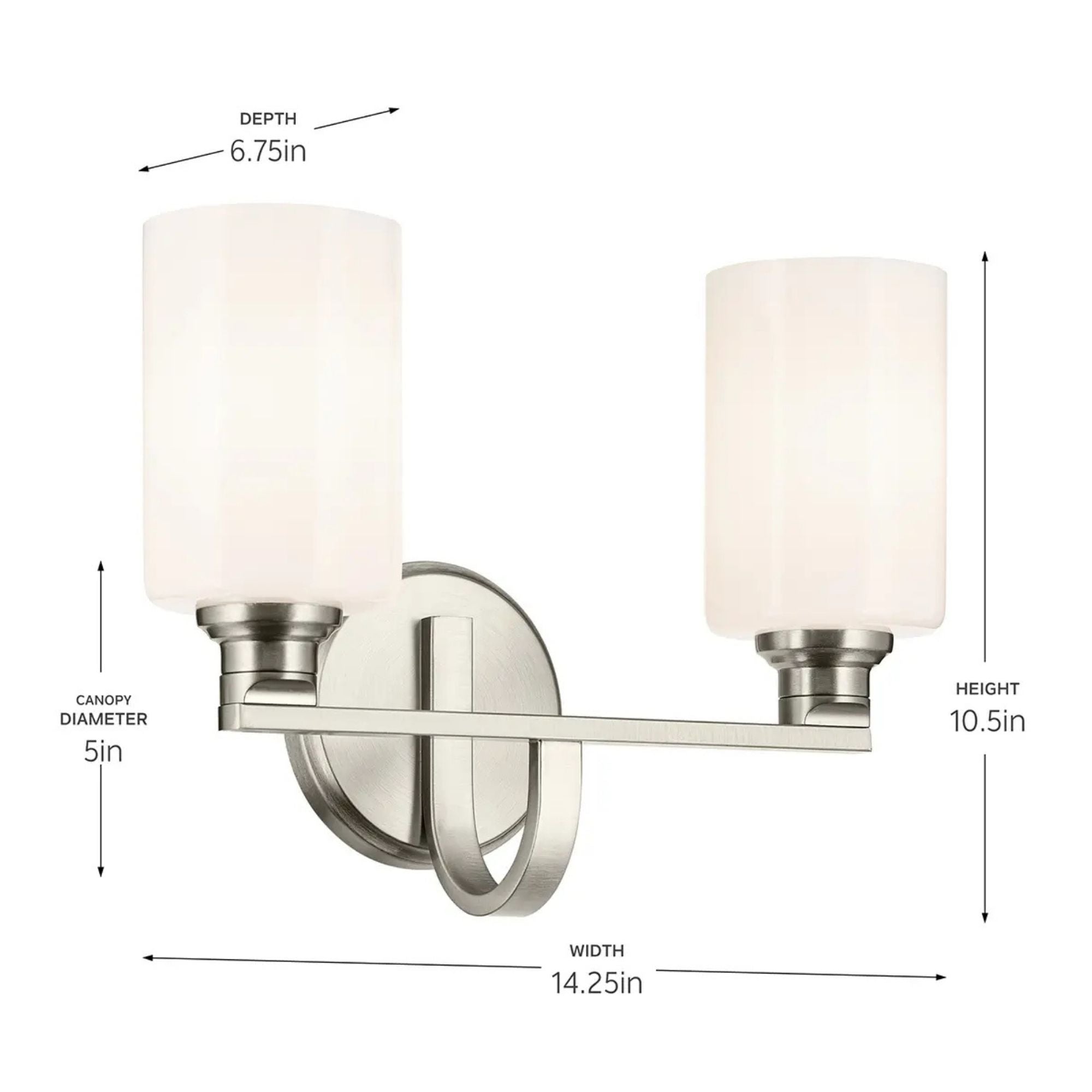 Kichler Lighting - Gioe 14" 2-Light Bath Vanity Light, Chrome Finish Etched Glass | Bees Lighting