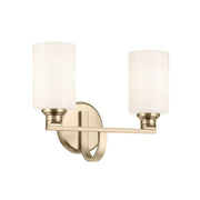 Gioe 14" 2-Light Bath Vanity Light, Champagne Bronze Finish Etched Glass