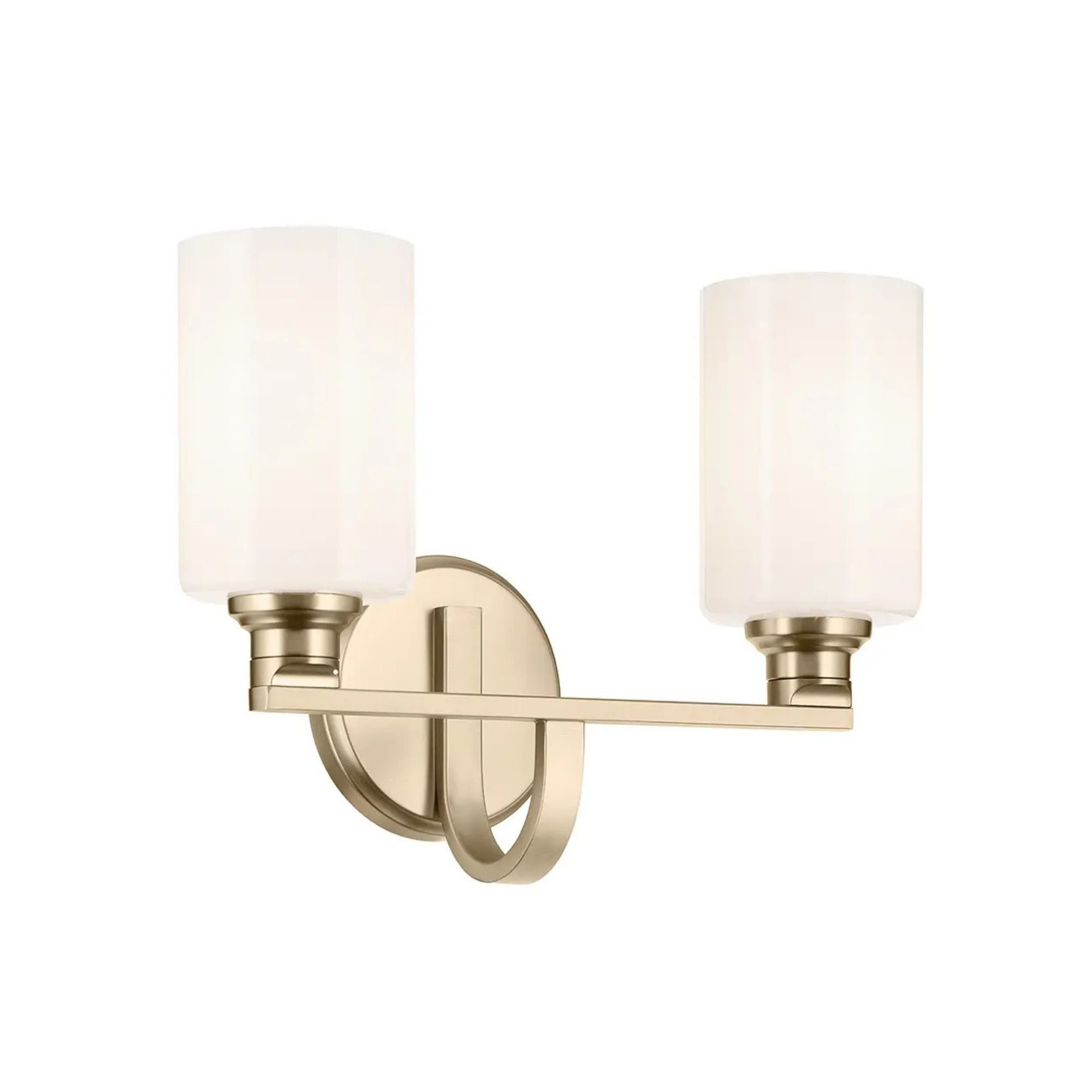 Gioe 14" 2-Light Bath Vanity Light, Champagne Bronze Finish Etched Glass