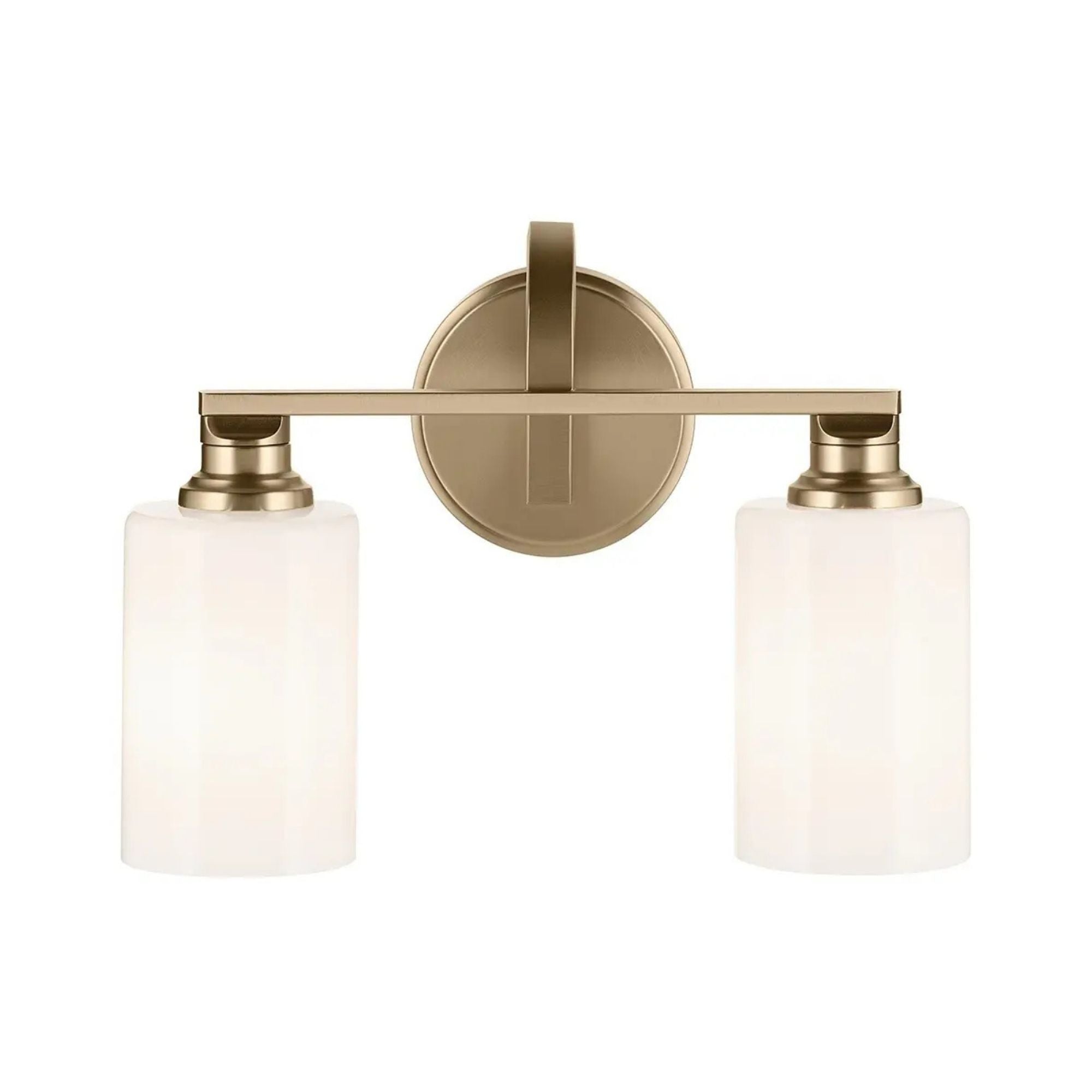 Gioe 14" 2-Light Bath Vanity Light, Champagne Bronze Finish Etched Glass