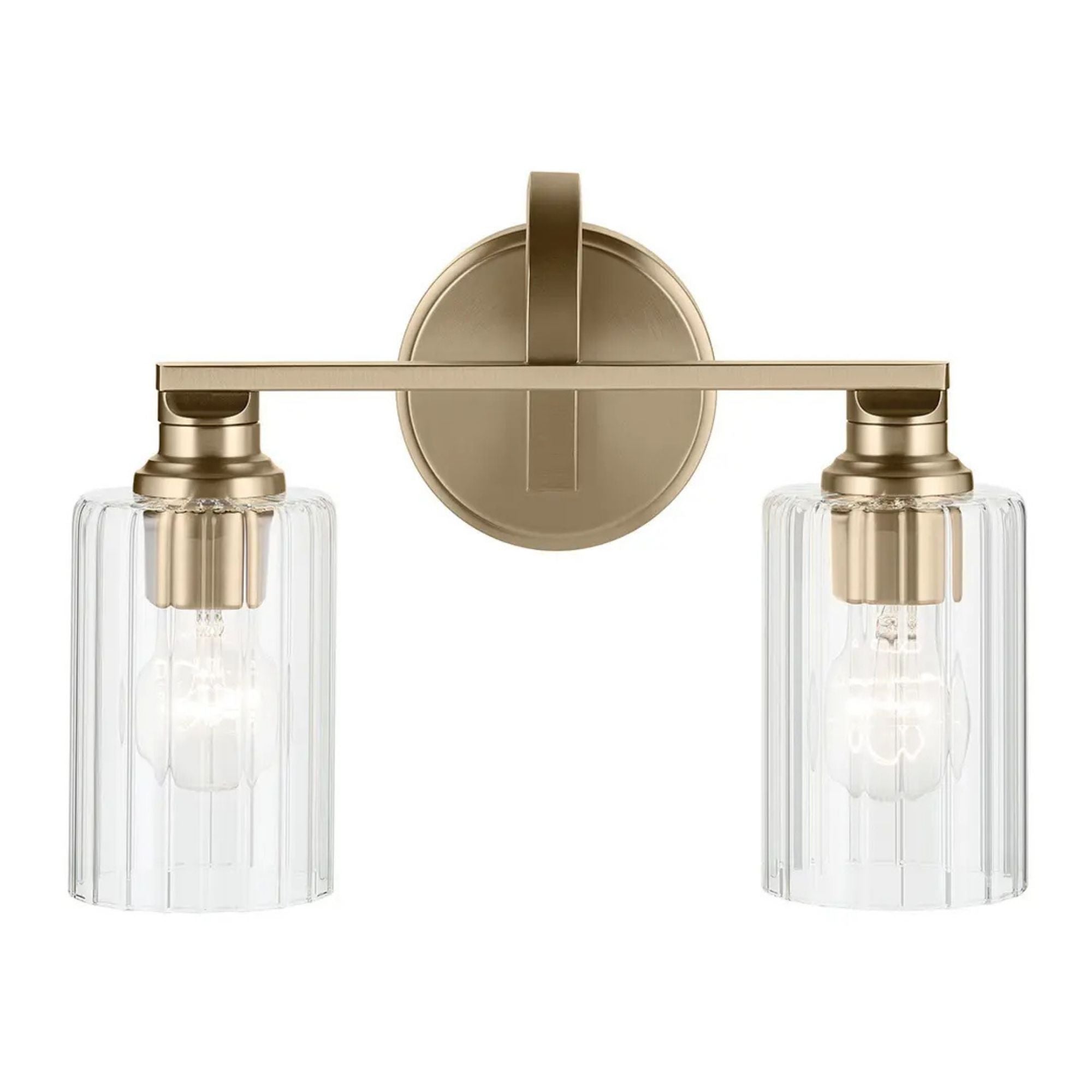 Kichler Lighting - Gioe 14" 2-Light Bath Vanity Light, Champagne Bronze Finish Fluted Glass | Bees Lighting