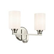 Gioe 14" 2-Light Bath Vanity Light, Brushed Nickel Finish Etched Glass