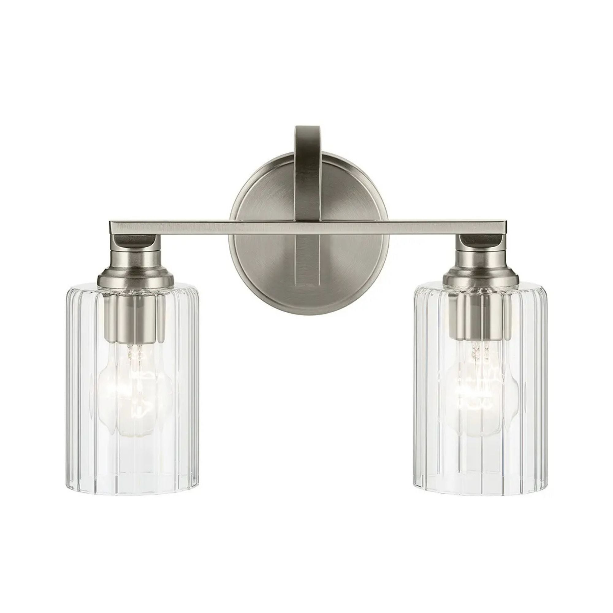 Kichler Lighting - Gioe 14" 2-Light Bath Vanity Light, Brushed Nickel Finish Fluted Glass | Bees Lighting