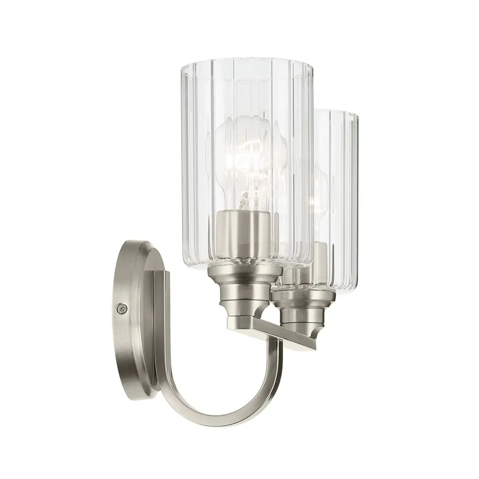 Kichler Lighting - Gioe 14" 2-Light Bath Vanity Light, Brushed Nickel Finish Fluted Glass | Bees Lighting