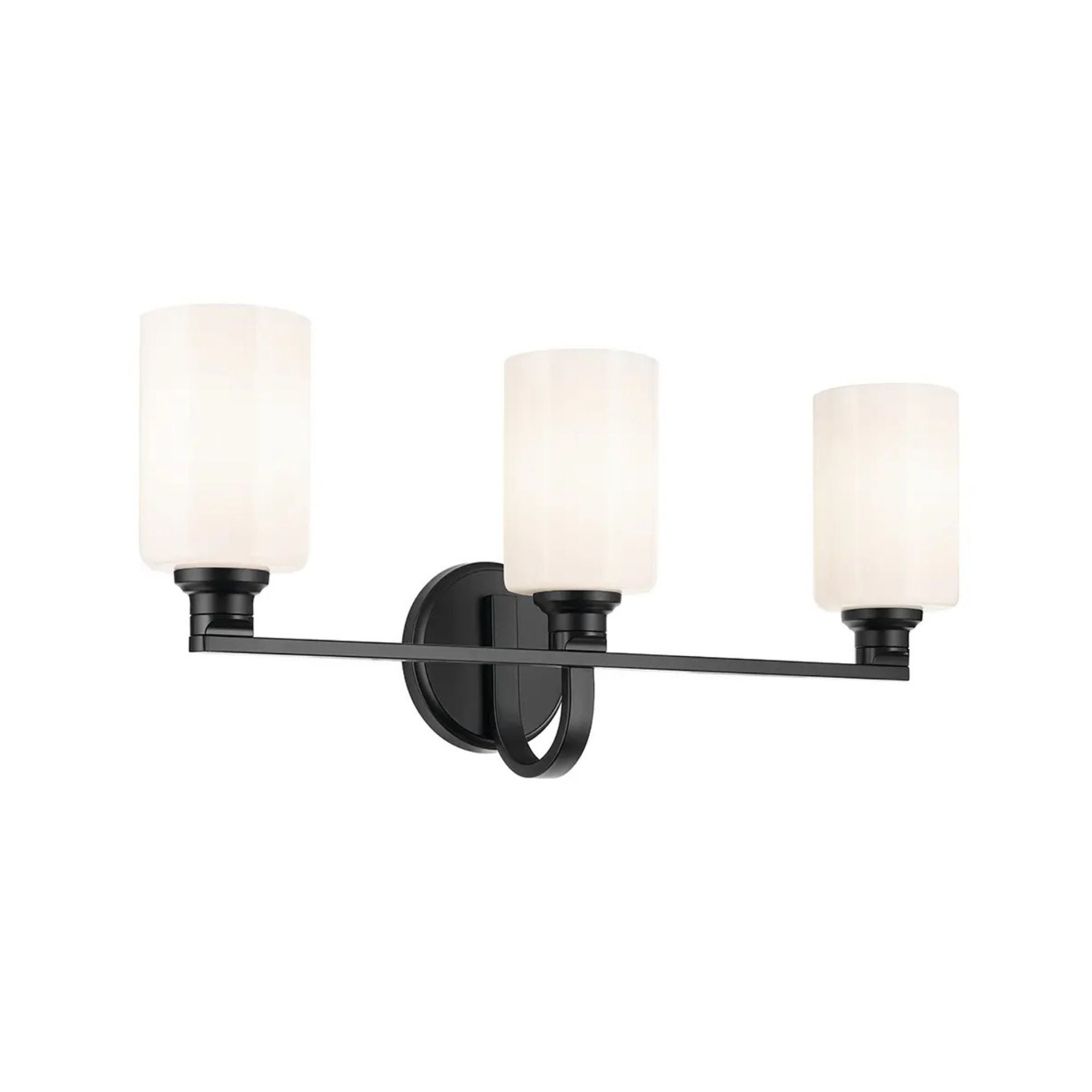 Gioe 24" 3-Light Bath Vanity Light, Black Finish Etched Glass