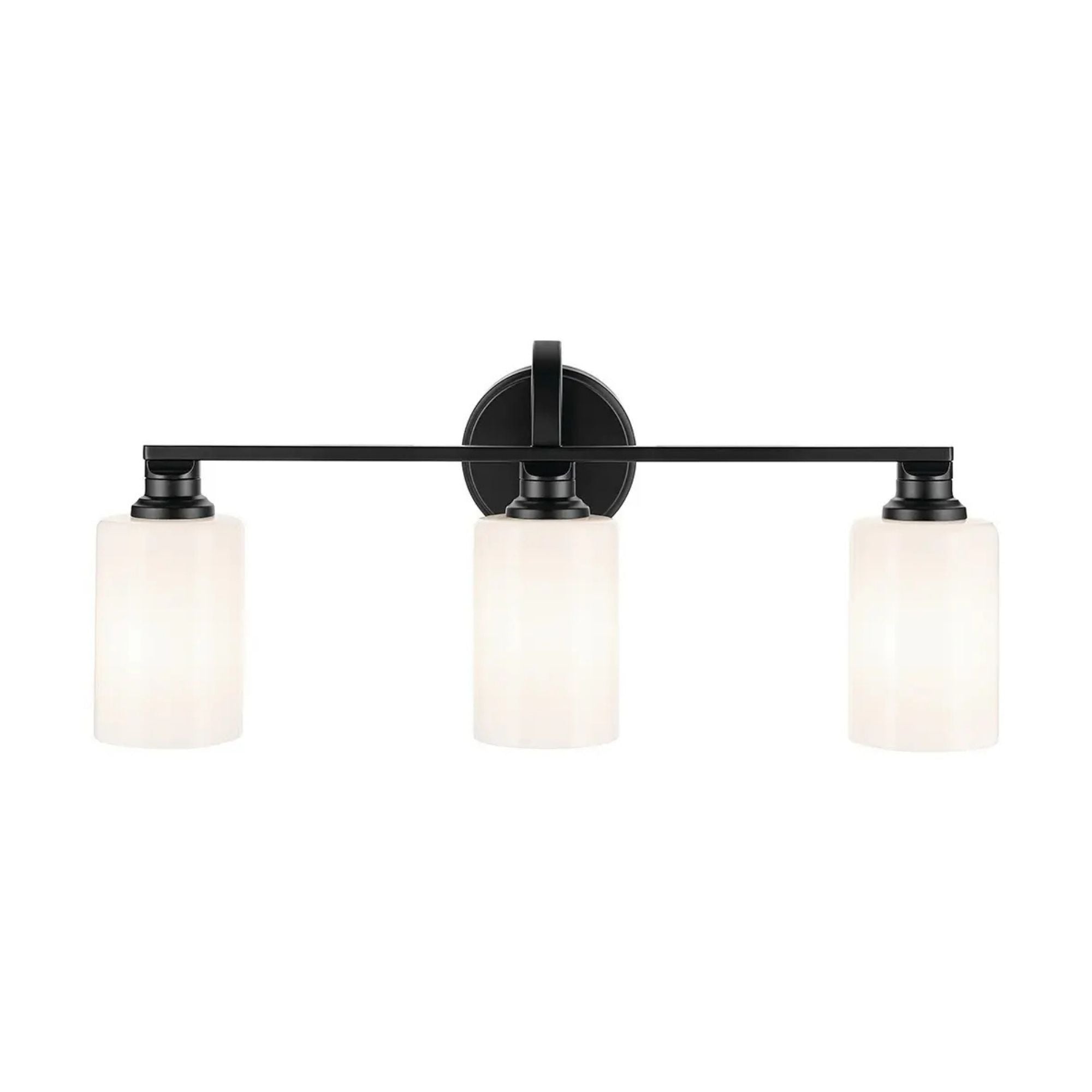 Gioe 24" 3-Light Bath Vanity Light, Black Finish Etched Glass
