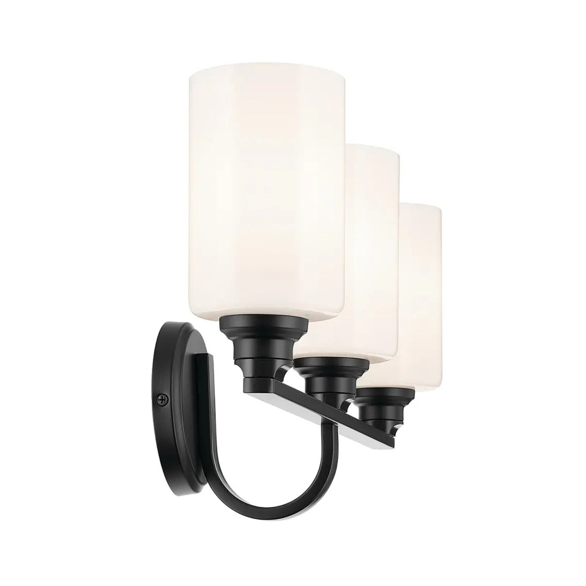 Gioe 24" 3-Light Bath Vanity Light, Black Finish Etched Glass