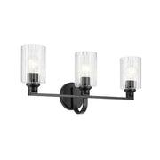 Kichler Lighting - Gioe 24" 3-Light Bath Vanity Light, Black Finish Fluted Glass | Bees Lighting