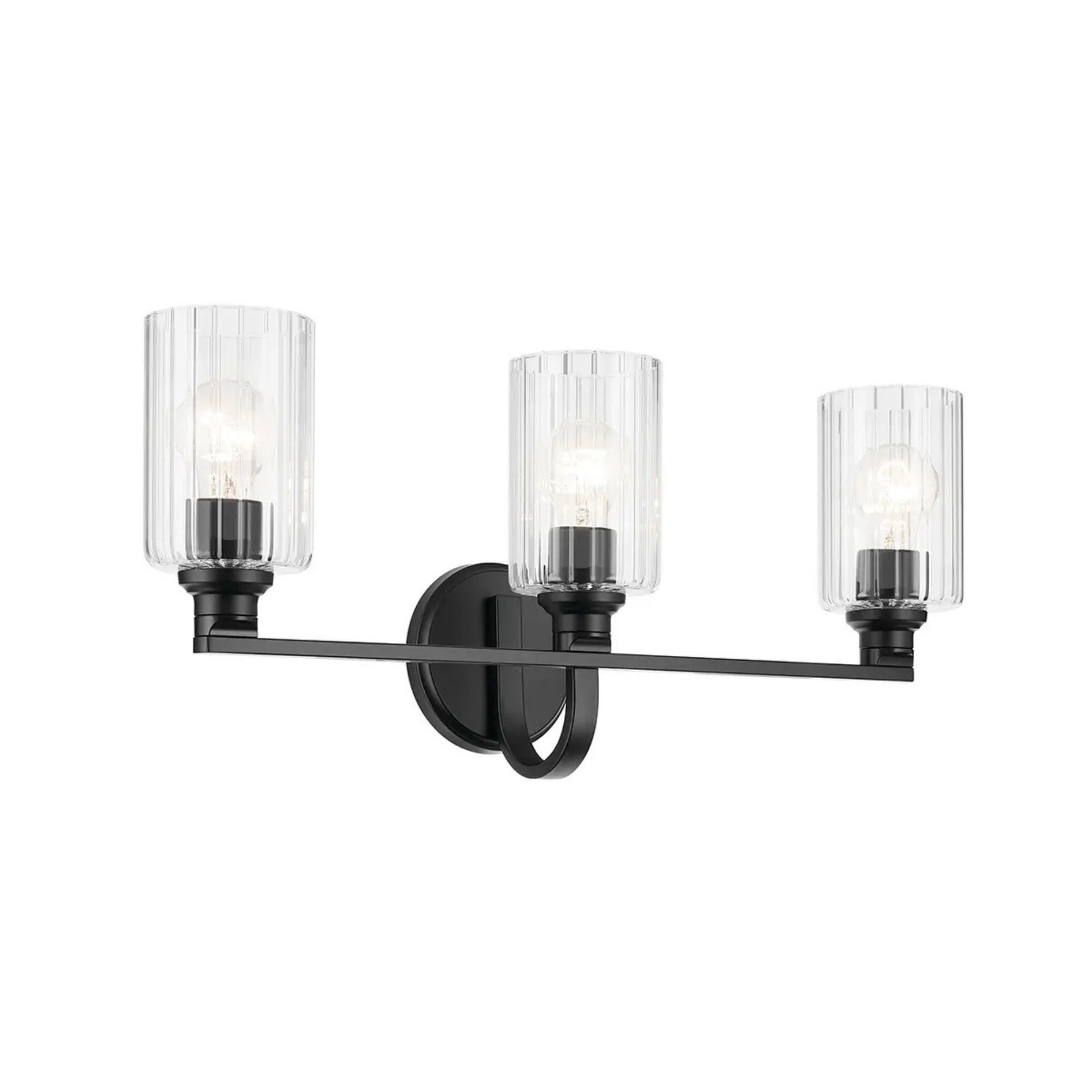 Kichler Lighting - Gioe 24" 3-Light Bath Vanity Light, Black Finish Fluted Glass | Bees Lighting