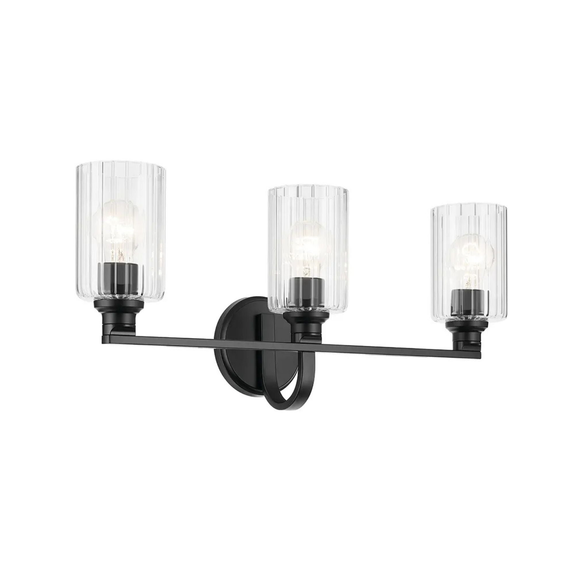 Gioe 24" 3-Light Bath Vanity Light, Black Finish Fluted Glass