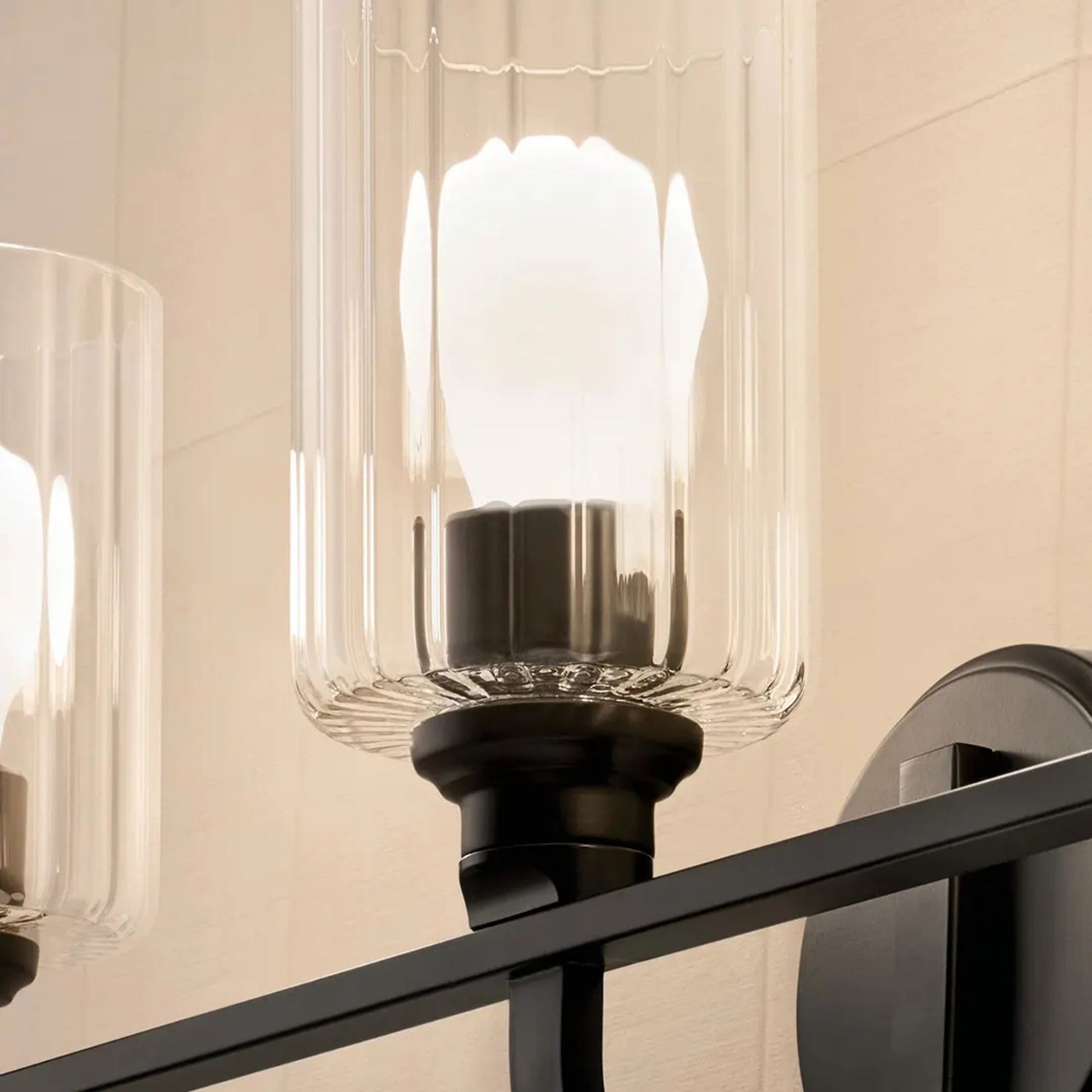 Kichler Lighting - Gioe 24" 3-Light Bath Vanity Light, Black Finish Fluted Glass | Bees Lighting