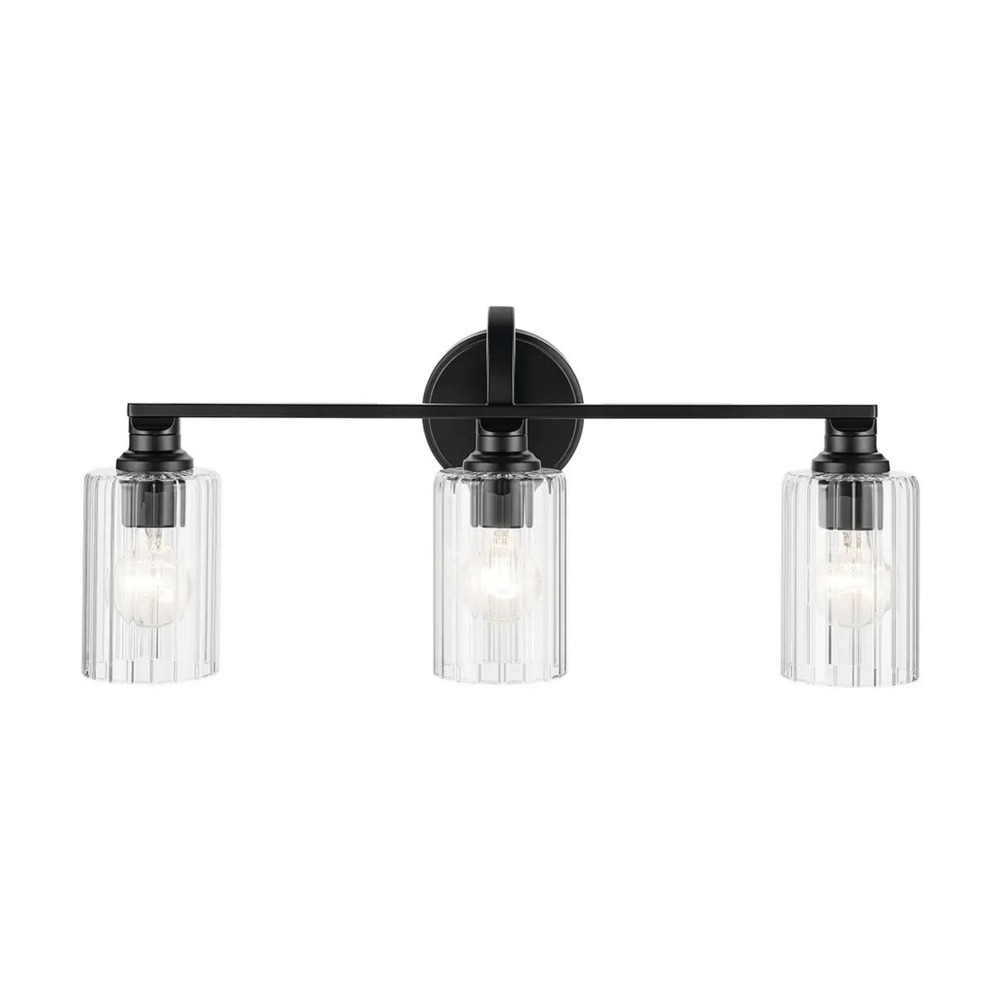 Kichler Lighting - Gioe 24" 3-Light Bath Vanity Light, Black Finish Fluted Glass | Bees Lighting