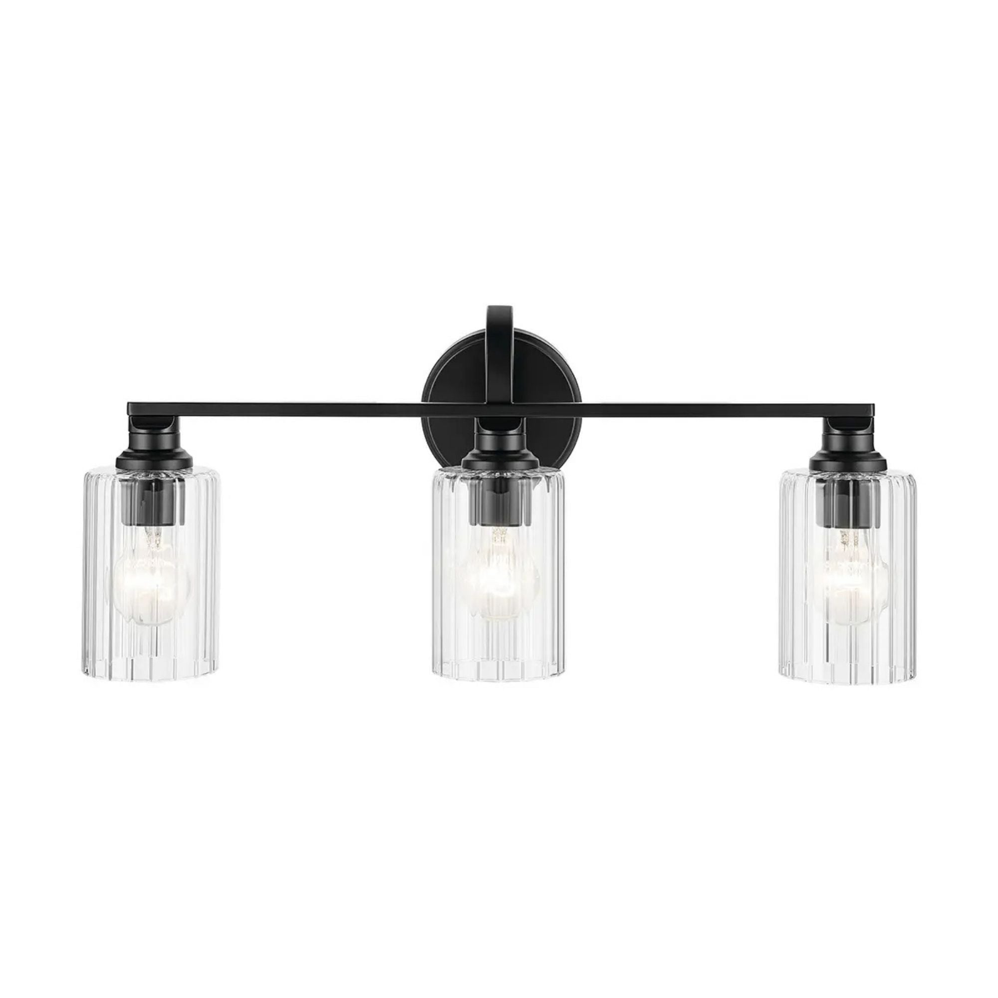 Kichler Lighting - Gioe 24" 3-Light Bath Vanity Light, Black Finish Fluted Glass | Bees Lighting
