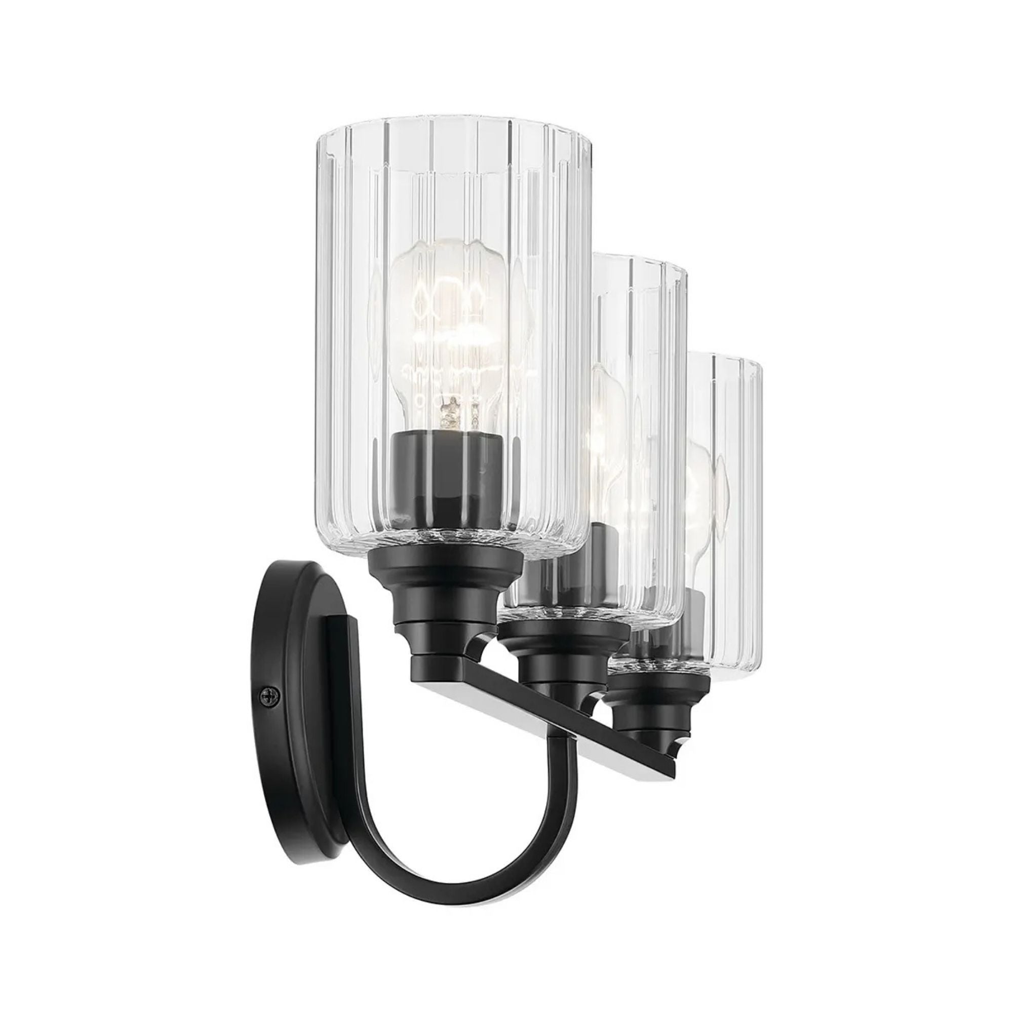 Kichler Lighting - Gioe 24" 3-Light Bath Vanity Light, Black Finish Fluted Glass | Bees Lighting