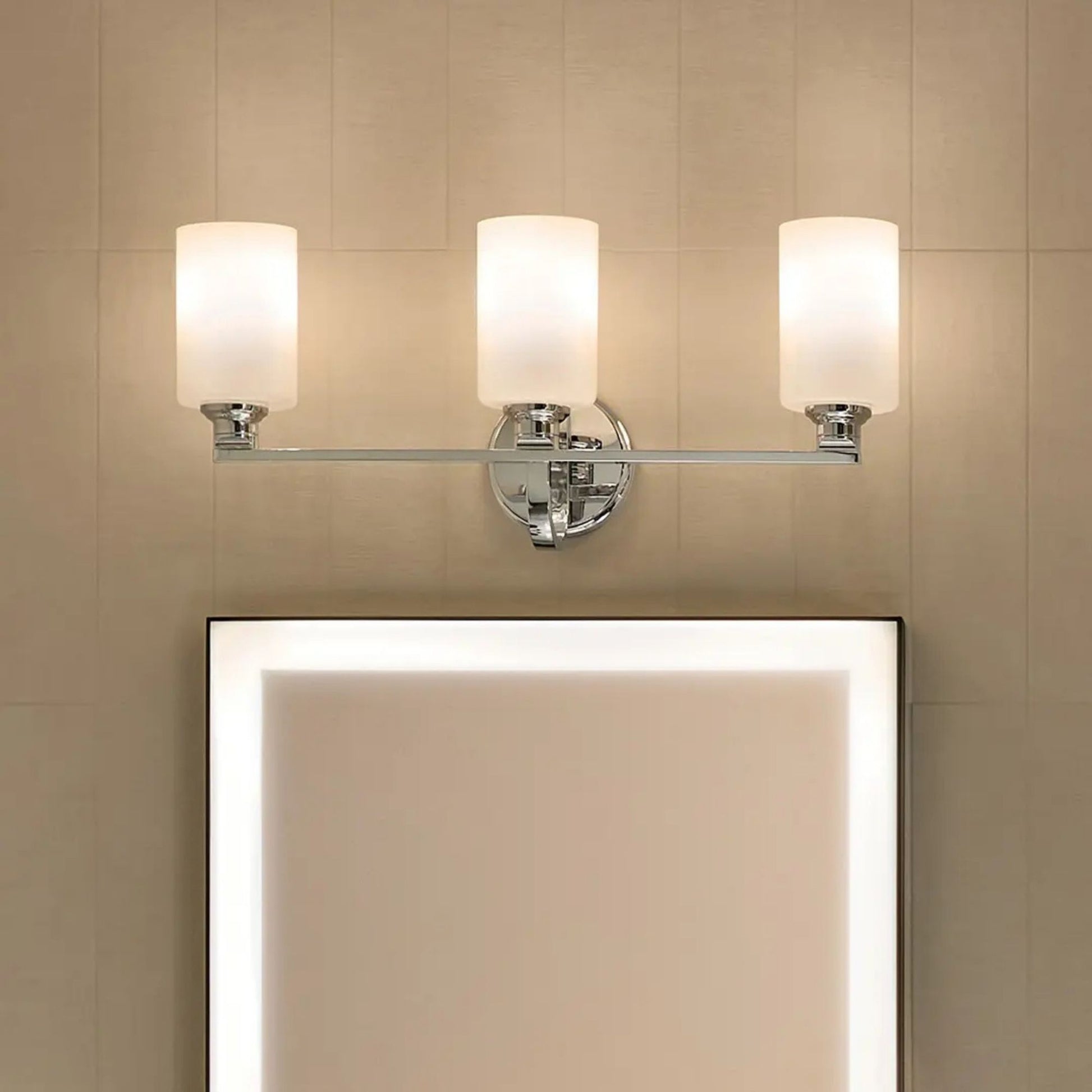 Kichler Lighting - Gioe 24" 3-Light Bath Vanity Light, Chrome Finish Etched Glass | Bees Lighting