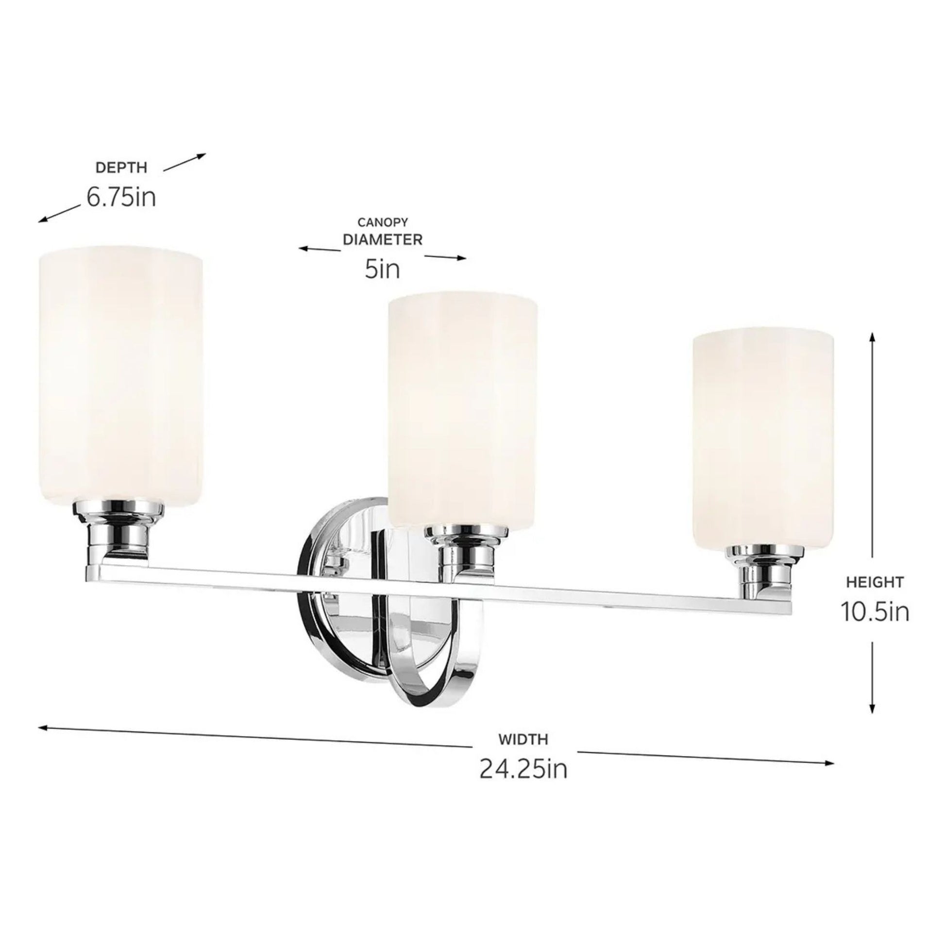 Kichler Lighting - Gioe 24" 3-Light Bath Vanity Light, Chrome Finish Etched Glass | Bees Lighting